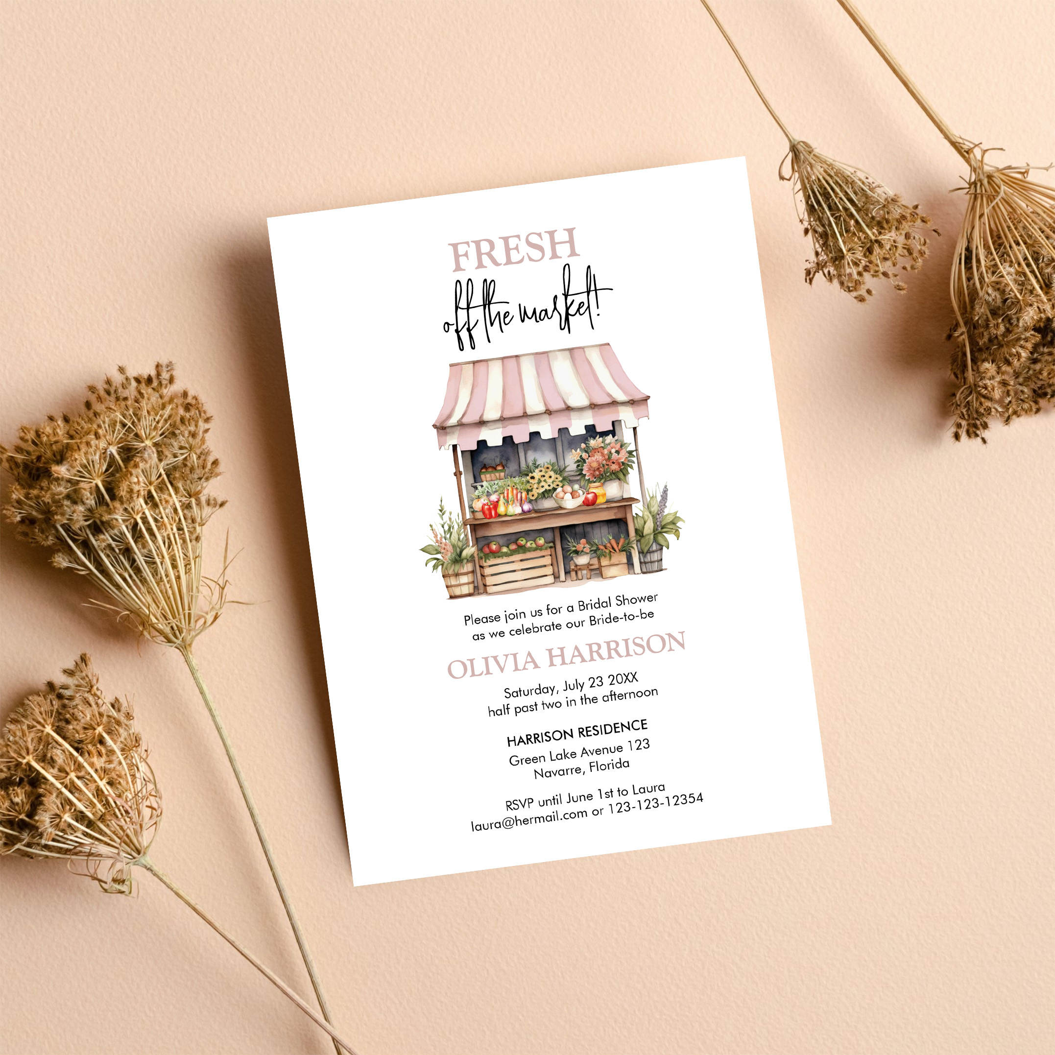 Fresh Off The Market Farmers Market Bridal Shower Invitation - Image 8