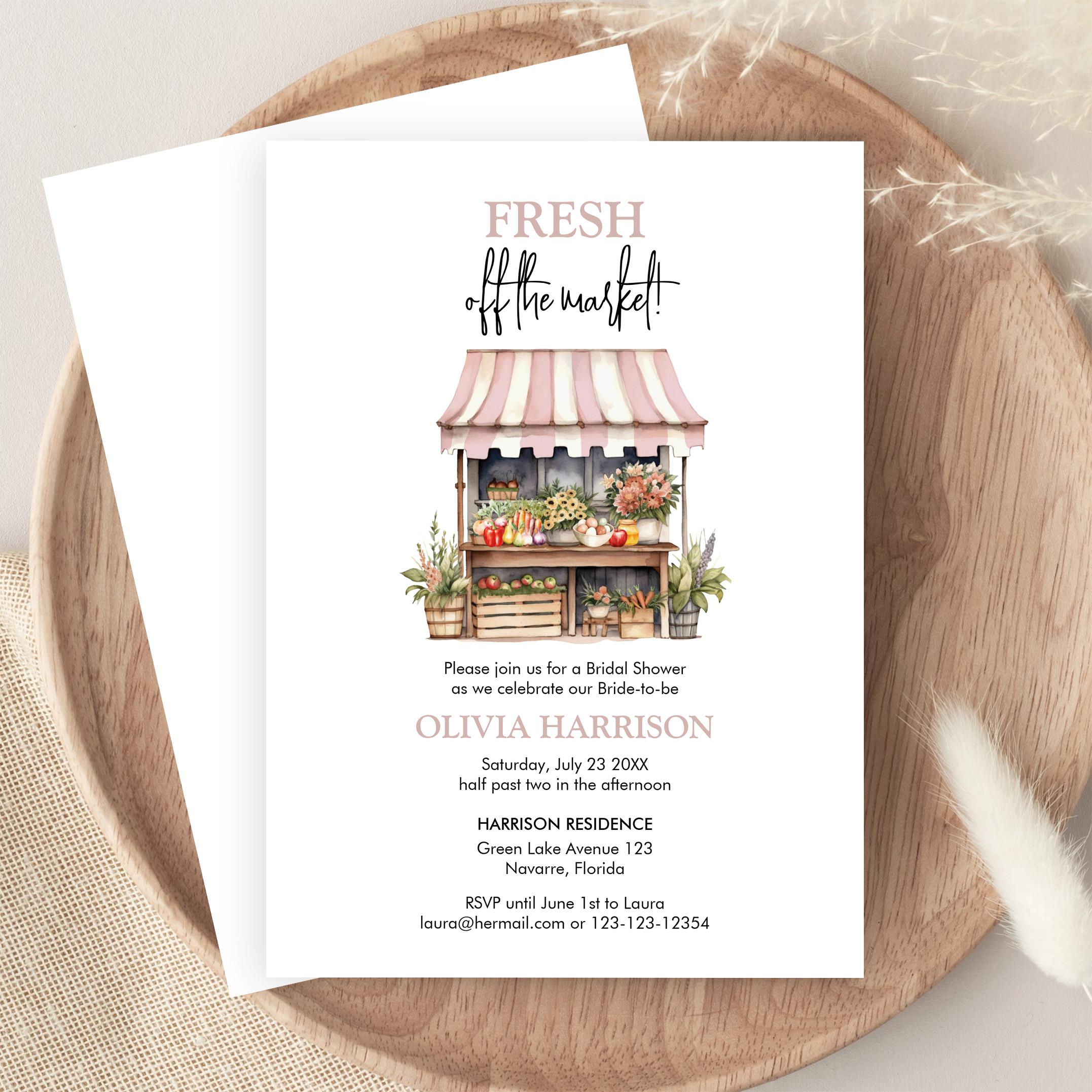 Fresh Off The Market Farmers Market Bridal Shower Invitation - Image 9