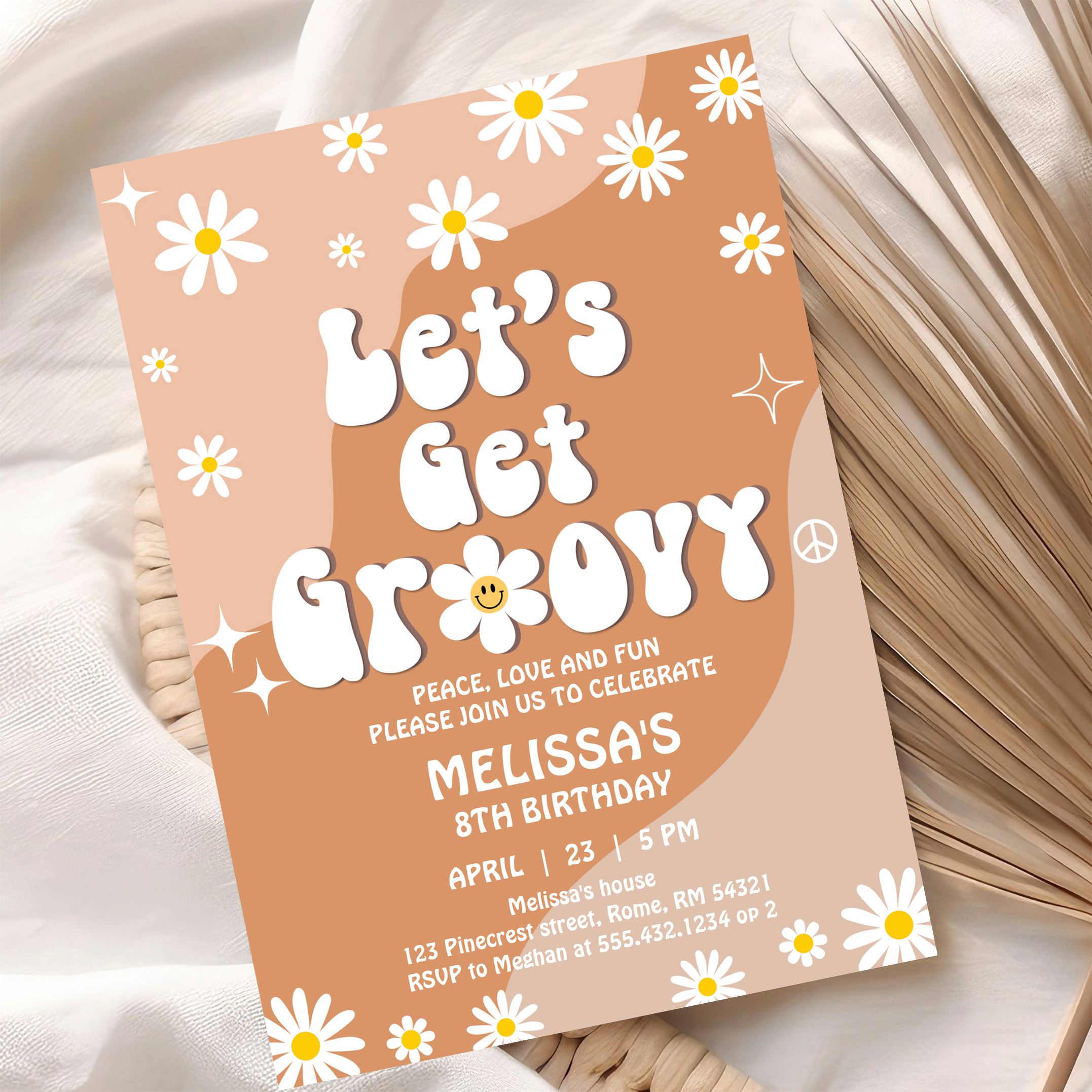 Lets Get Groovy Retro 70S Fun Festival Birthday Invitation - Image 10