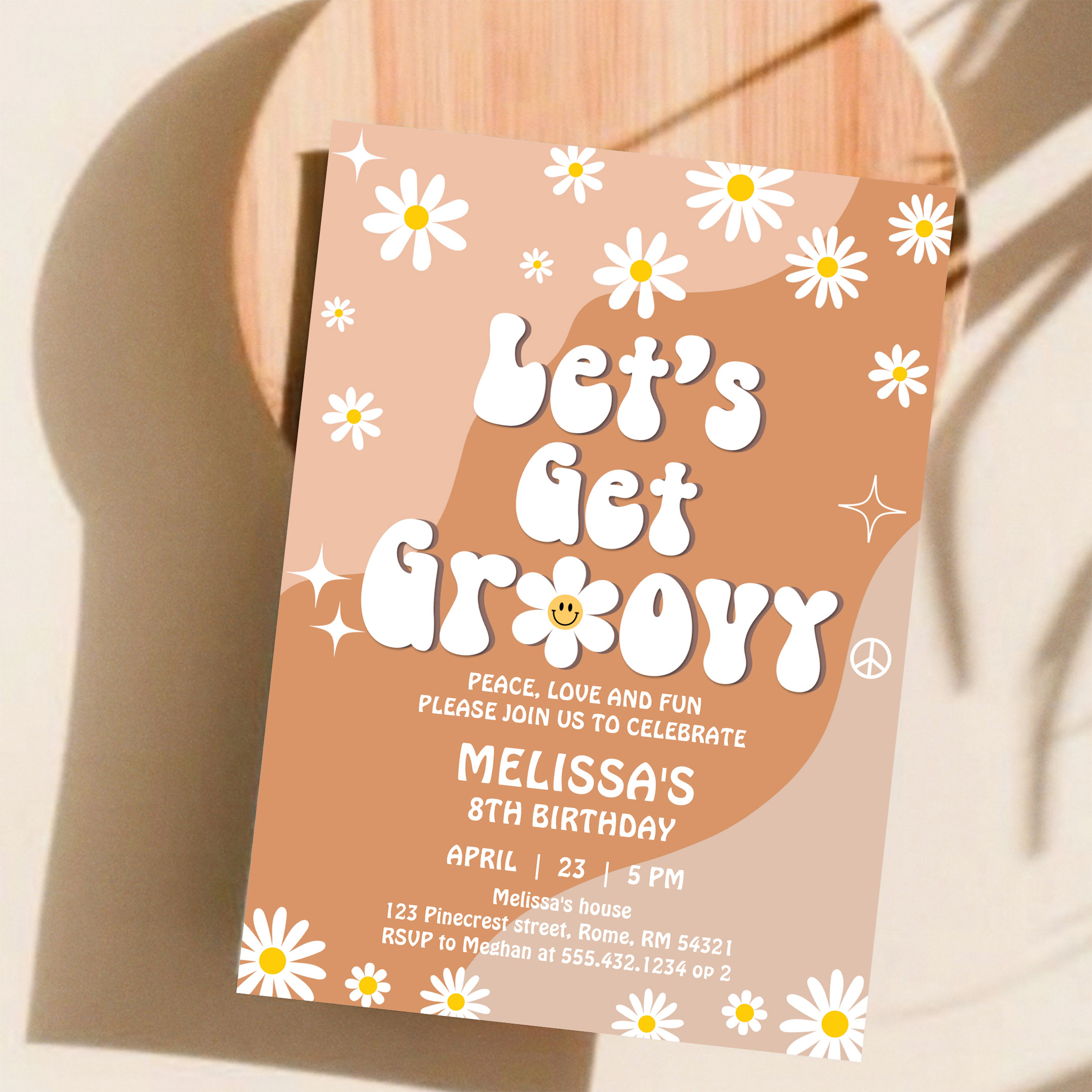 Lets Get Groovy Retro 70S Fun Festival Birthday Invitation - Image 11