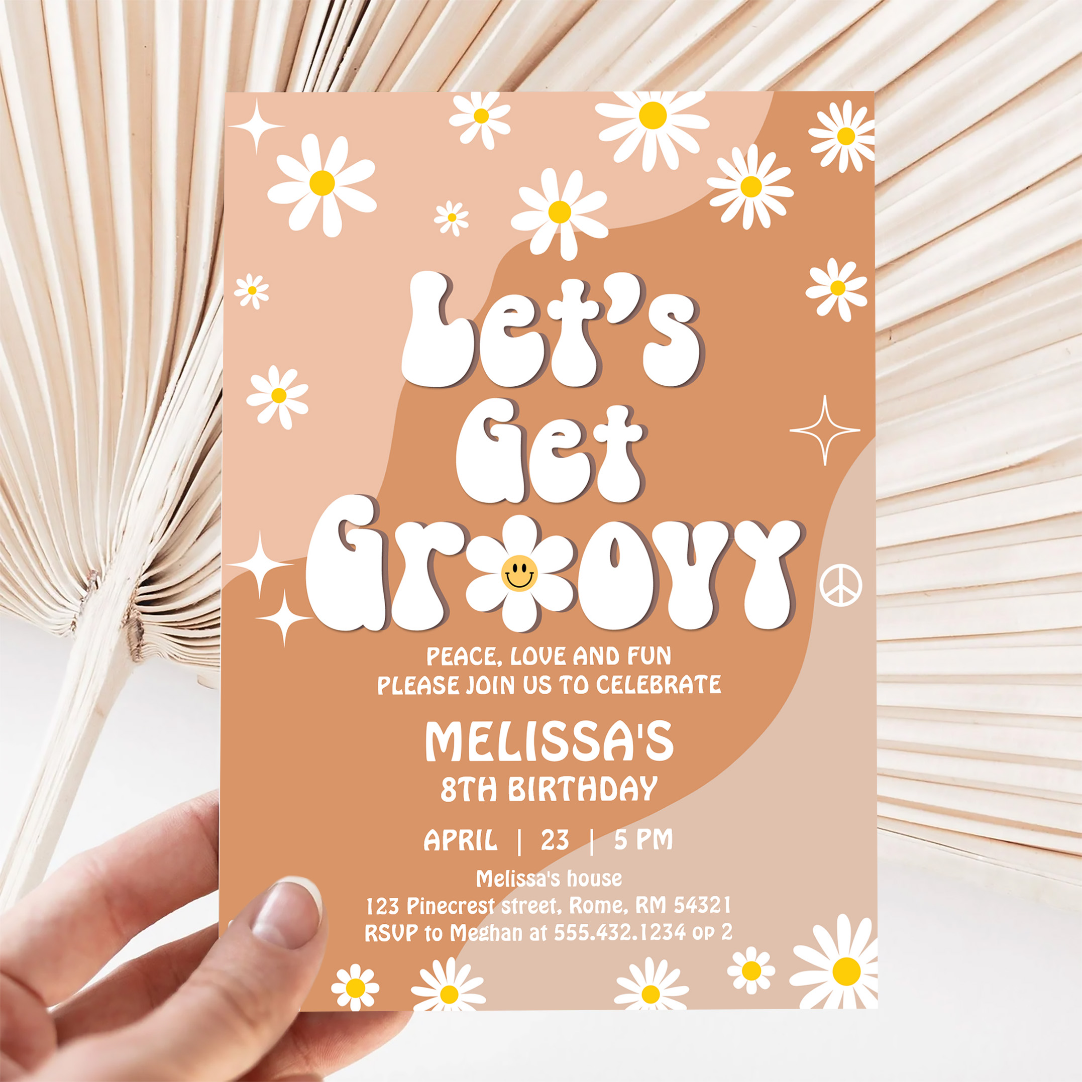 Lets Get Groovy Retro 70S Fun Festival Birthday Invitation - Image 5