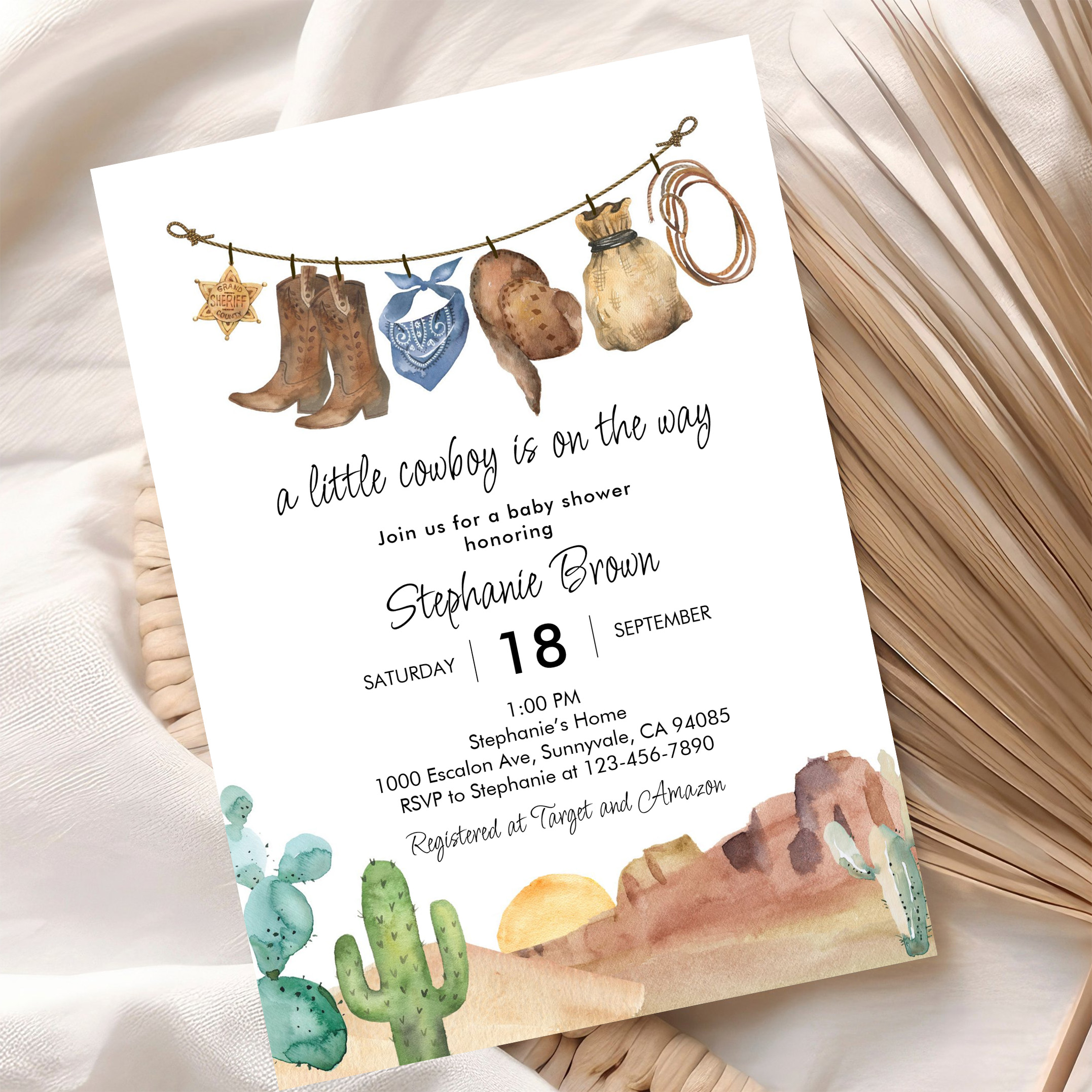 Little Cowboy Country Western Baby Shower Invitation - Image 10