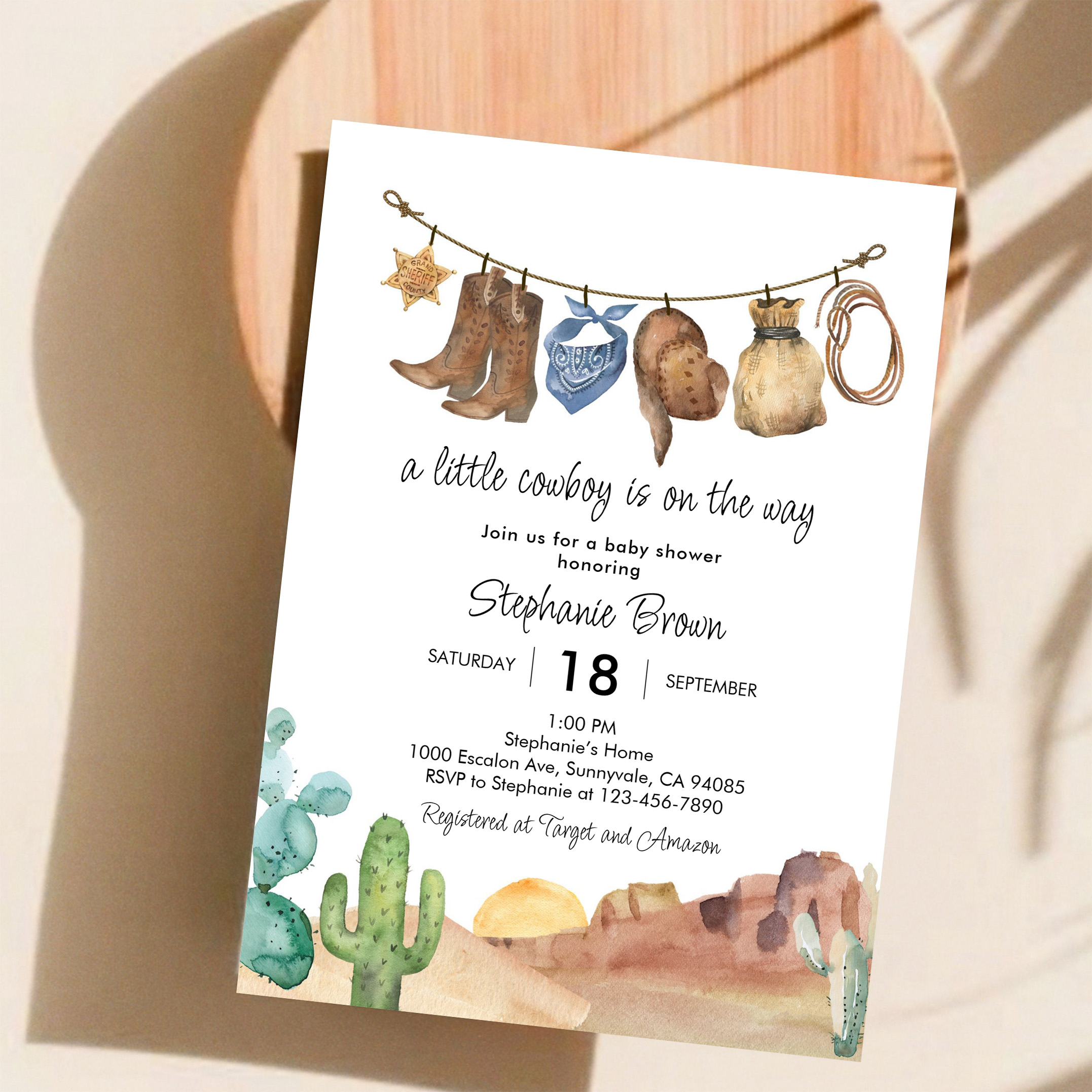Little Cowboy Country Western Baby Shower Invitation - Image 11