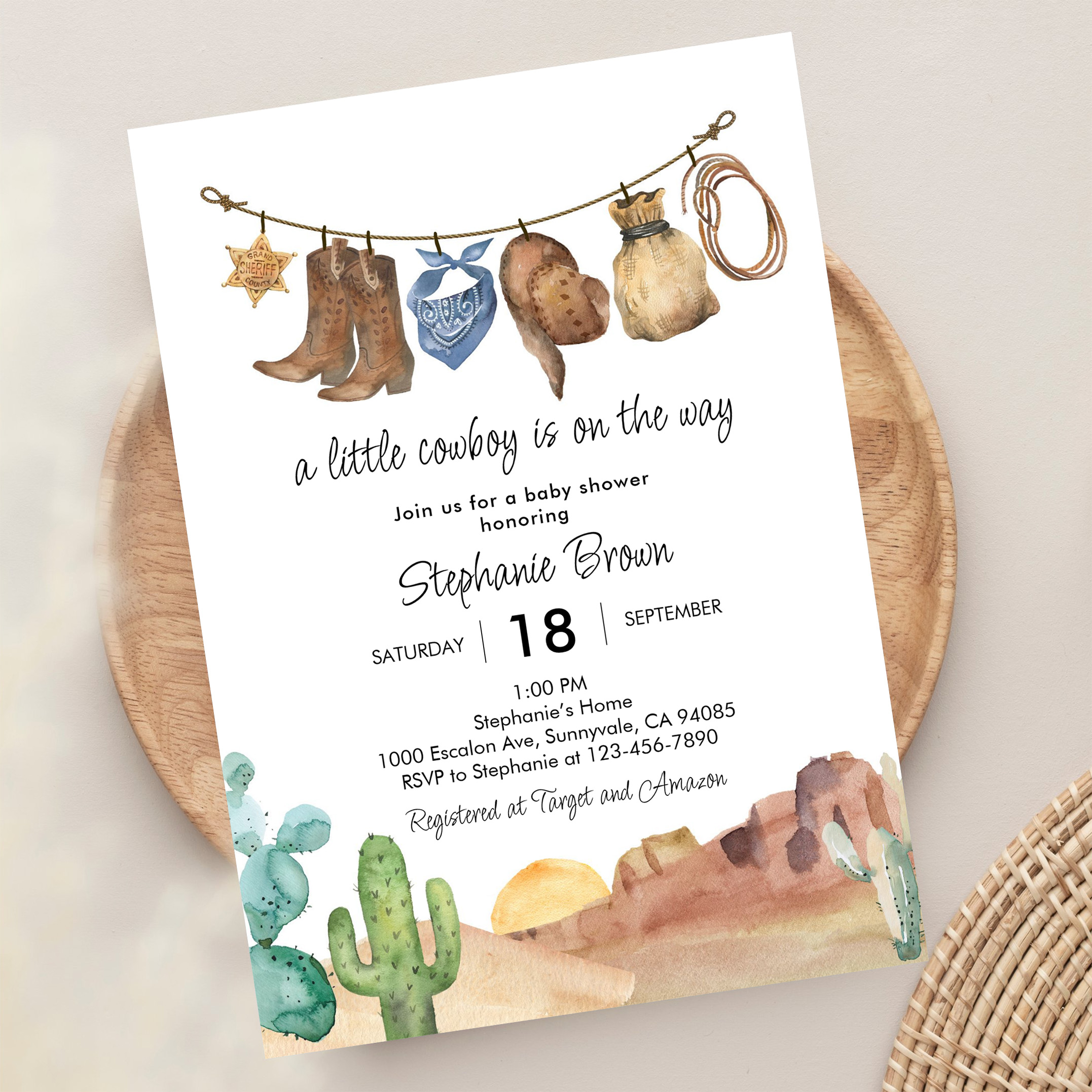 Little Cowboy Country Western Baby Shower Invitation - Image 13