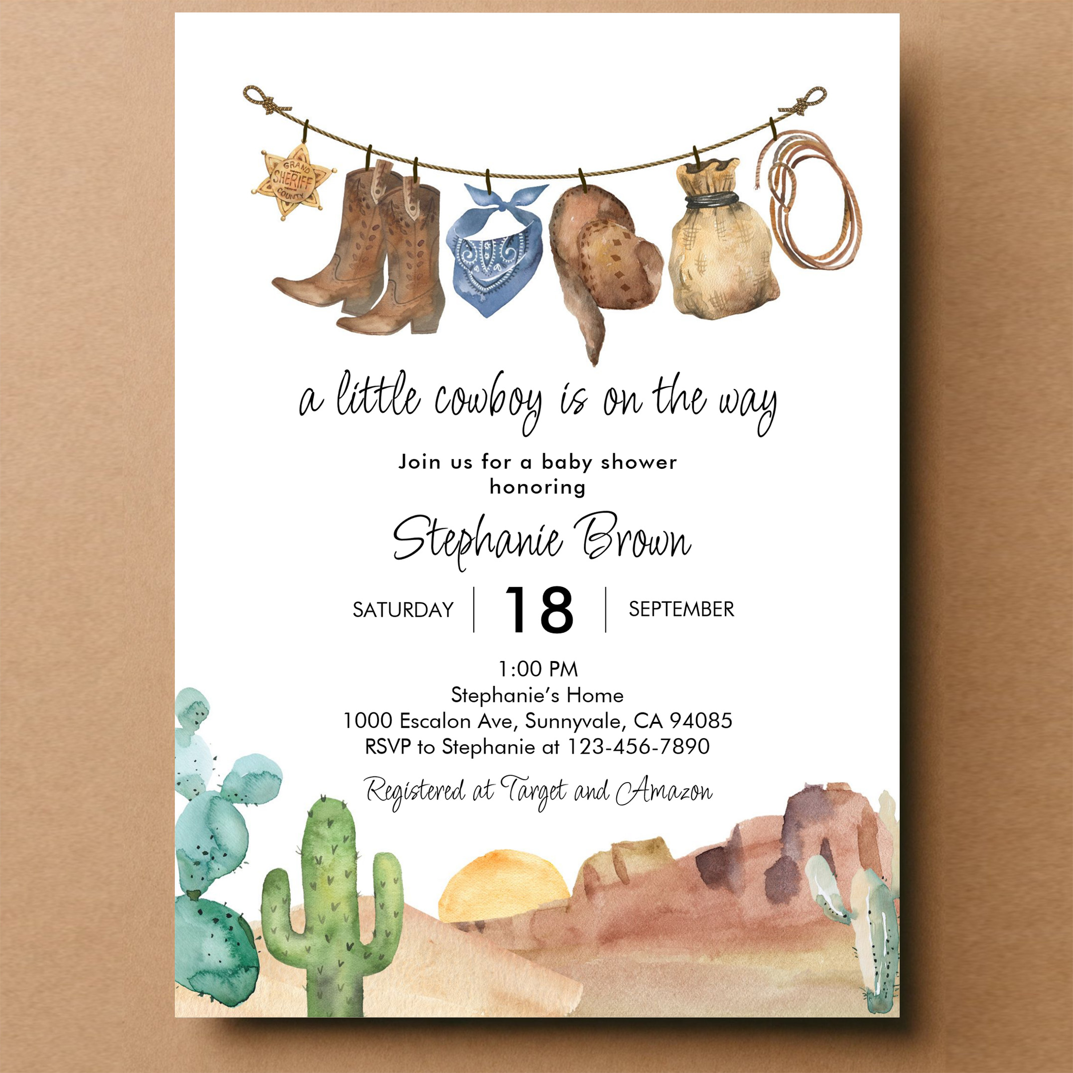 Little Cowboy Country Western Baby Shower Invitation - Image 14