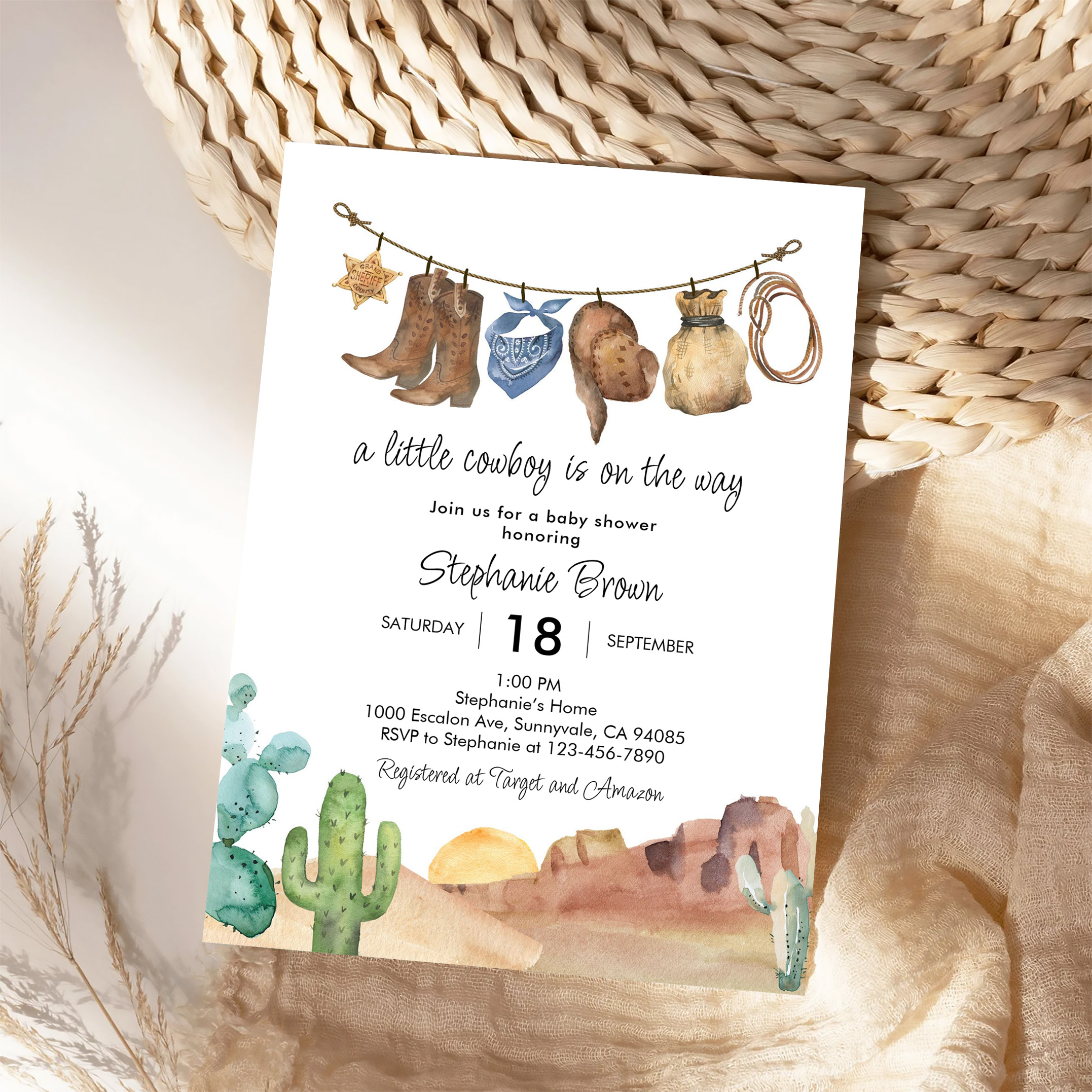 Little Cowboy Country Western Baby Shower Invitation - Image 4
