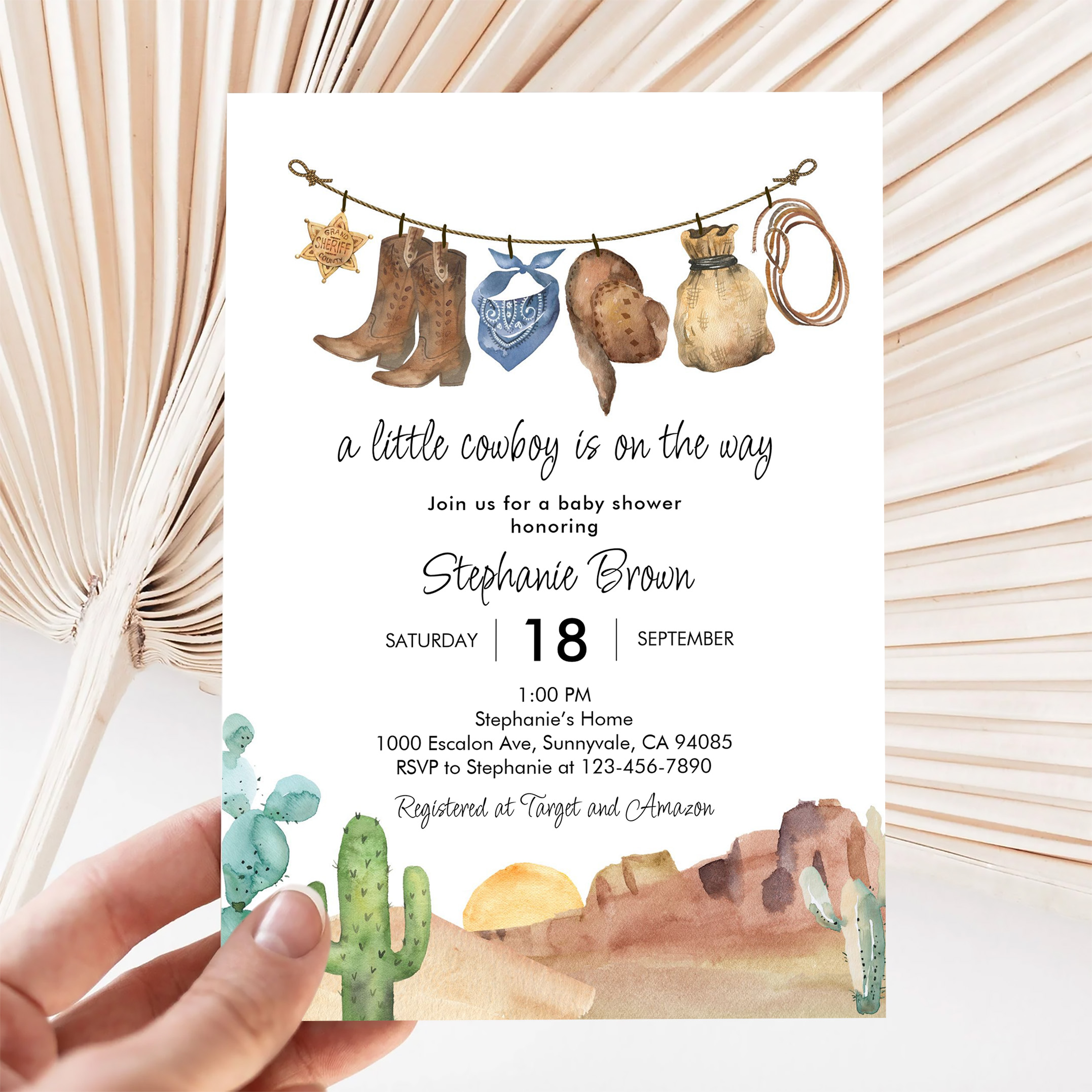 Little Cowboy Country Western Baby Shower Invitation - Image 5