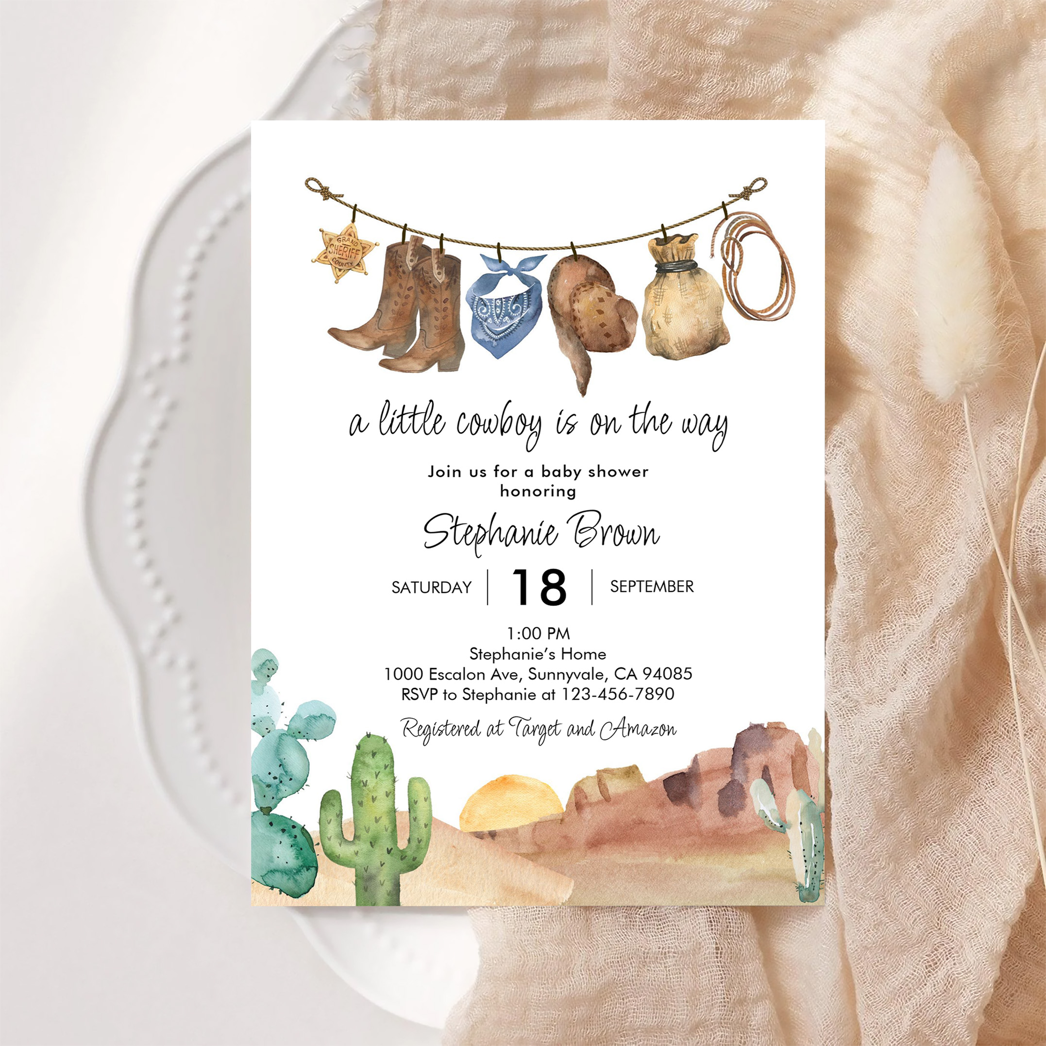Little Cowboy Country Western Baby Shower Invitation - Image 6