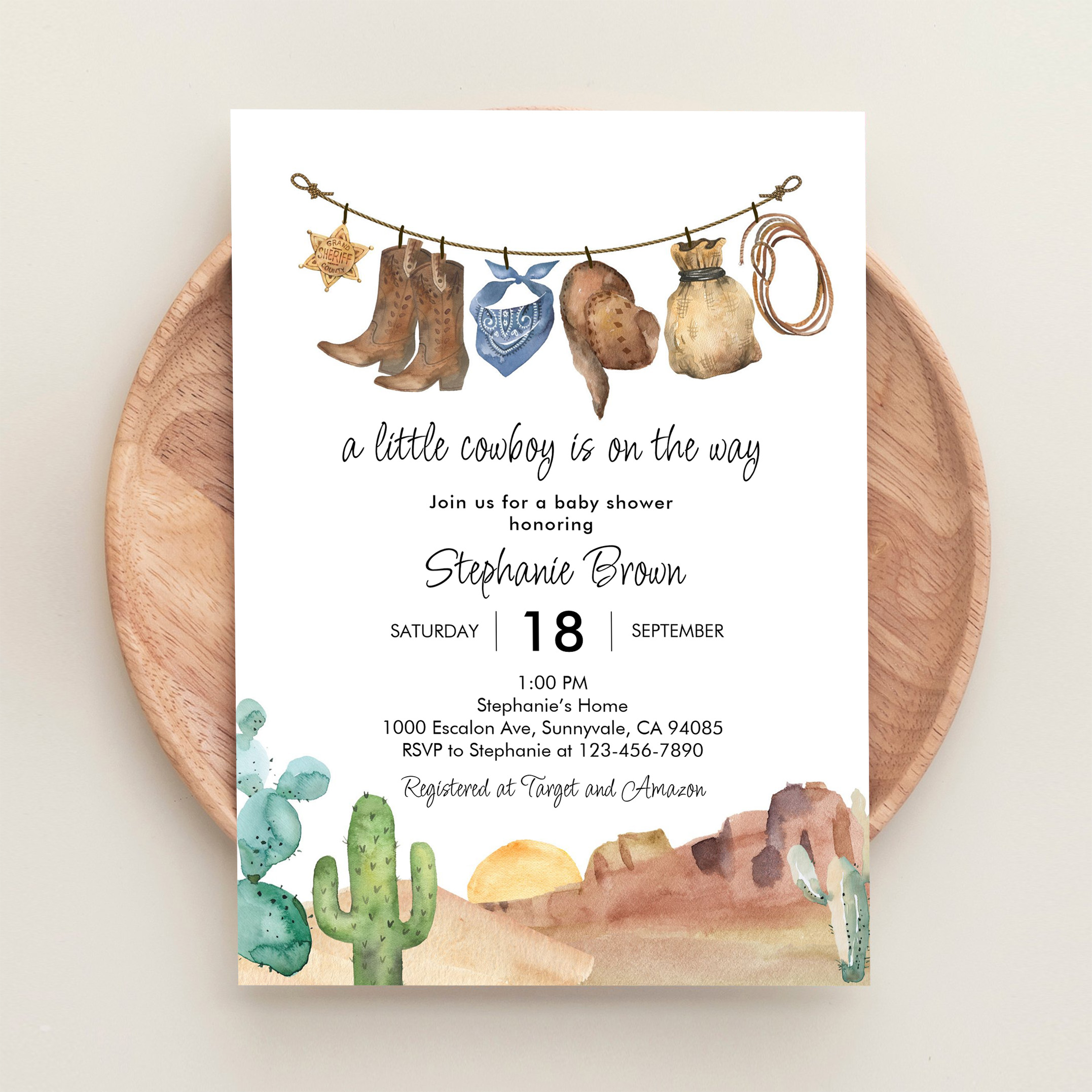 Little Cowboy Country Western Baby Shower Invitation - Image 7
