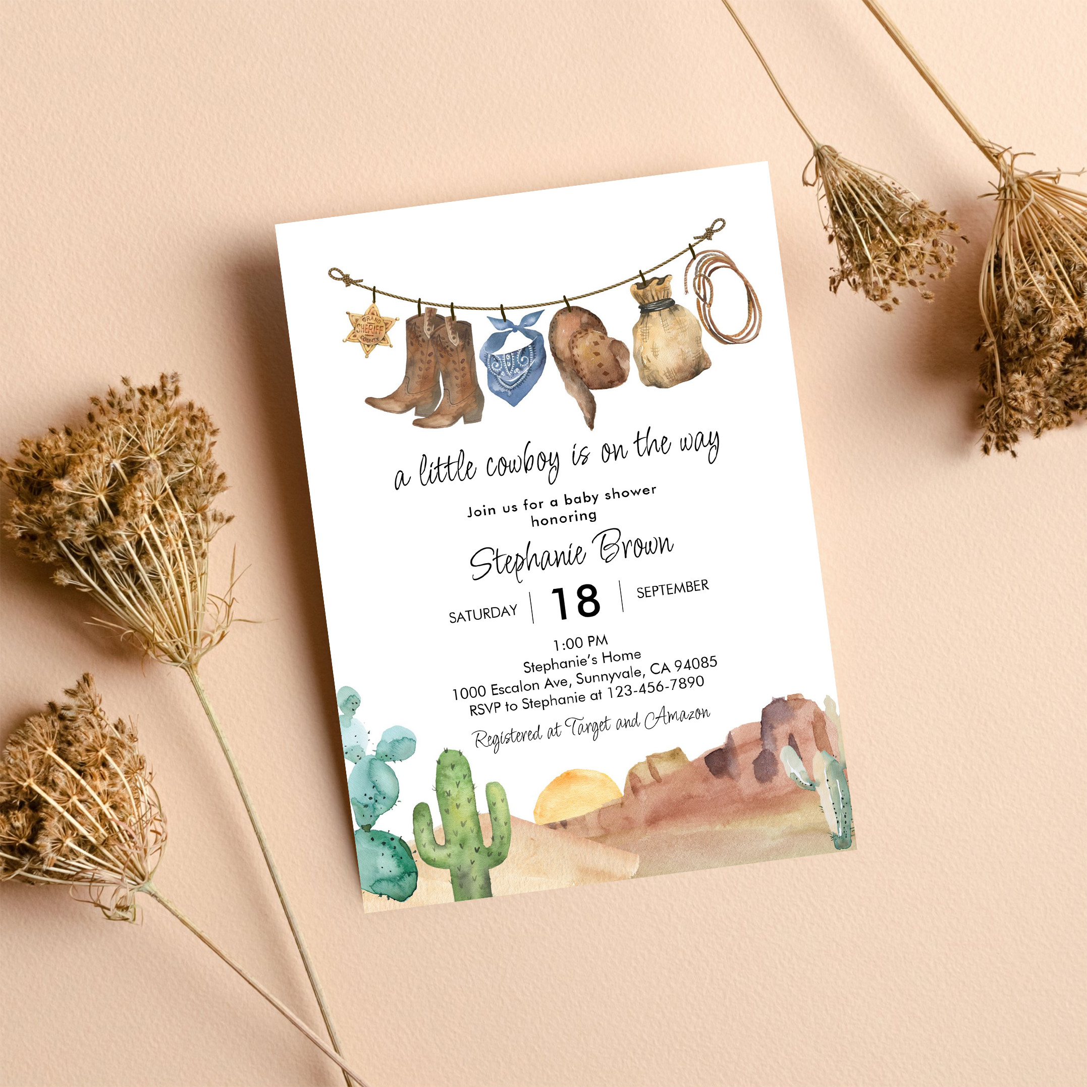 Little Cowboy Country Western Baby Shower Invitation - Image 8