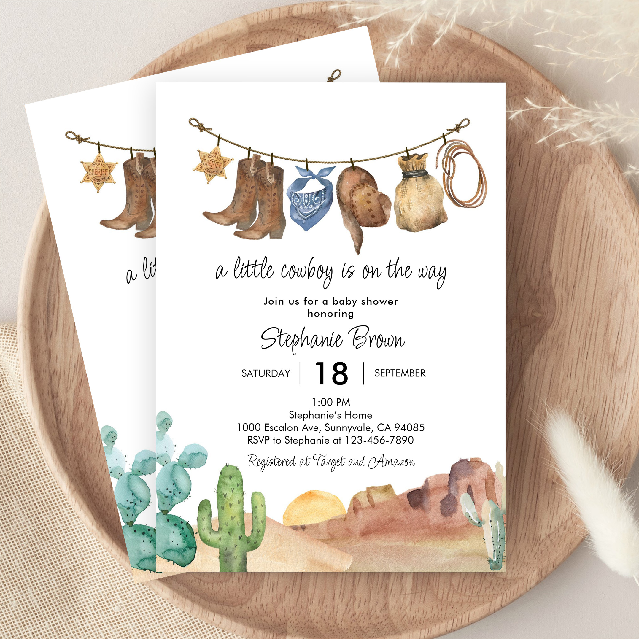 Little Cowboy Country Western Baby Shower Invitation - Image 9