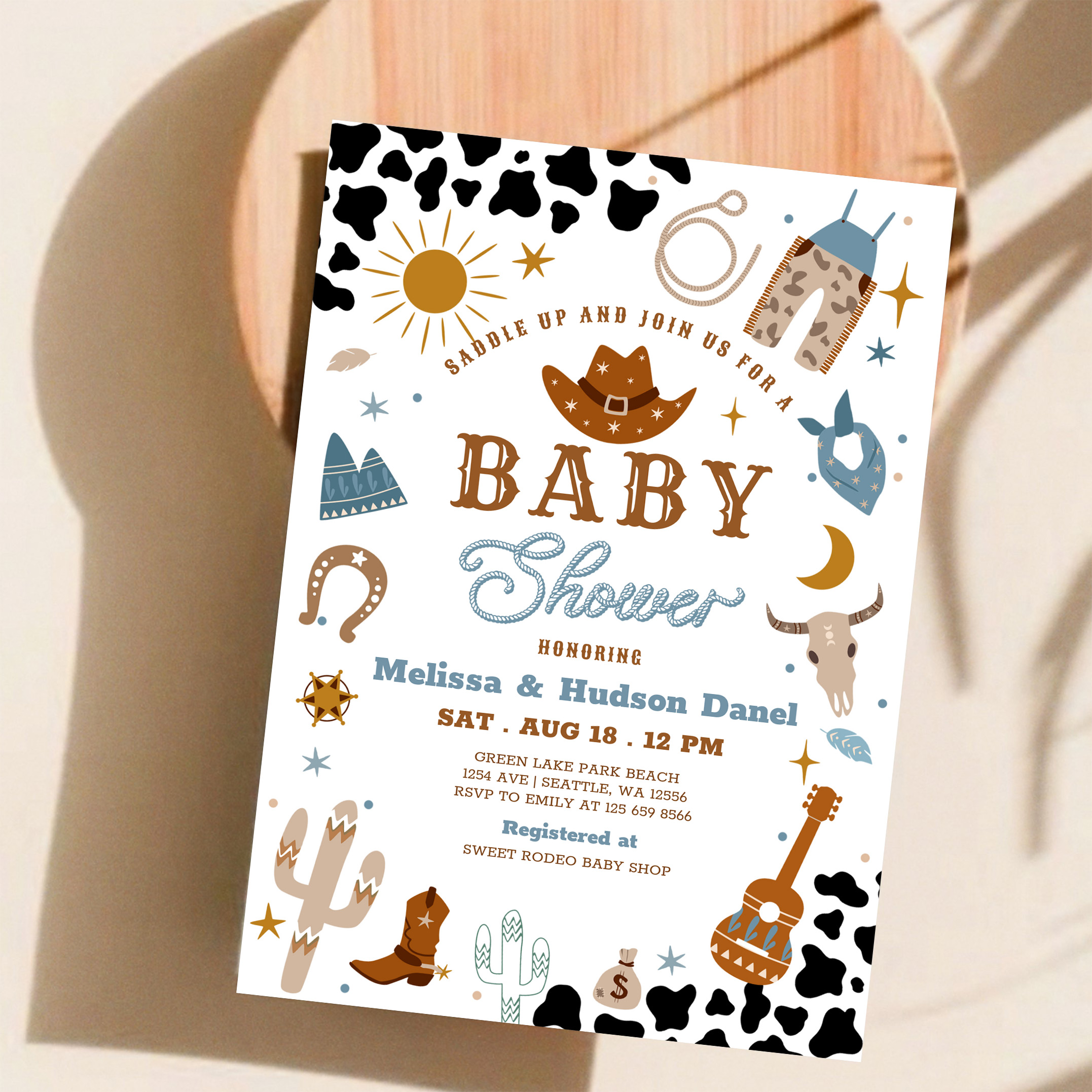 Little Cowboy Rodeo Ranch Wild West Baby Shower Invitation - Image 11