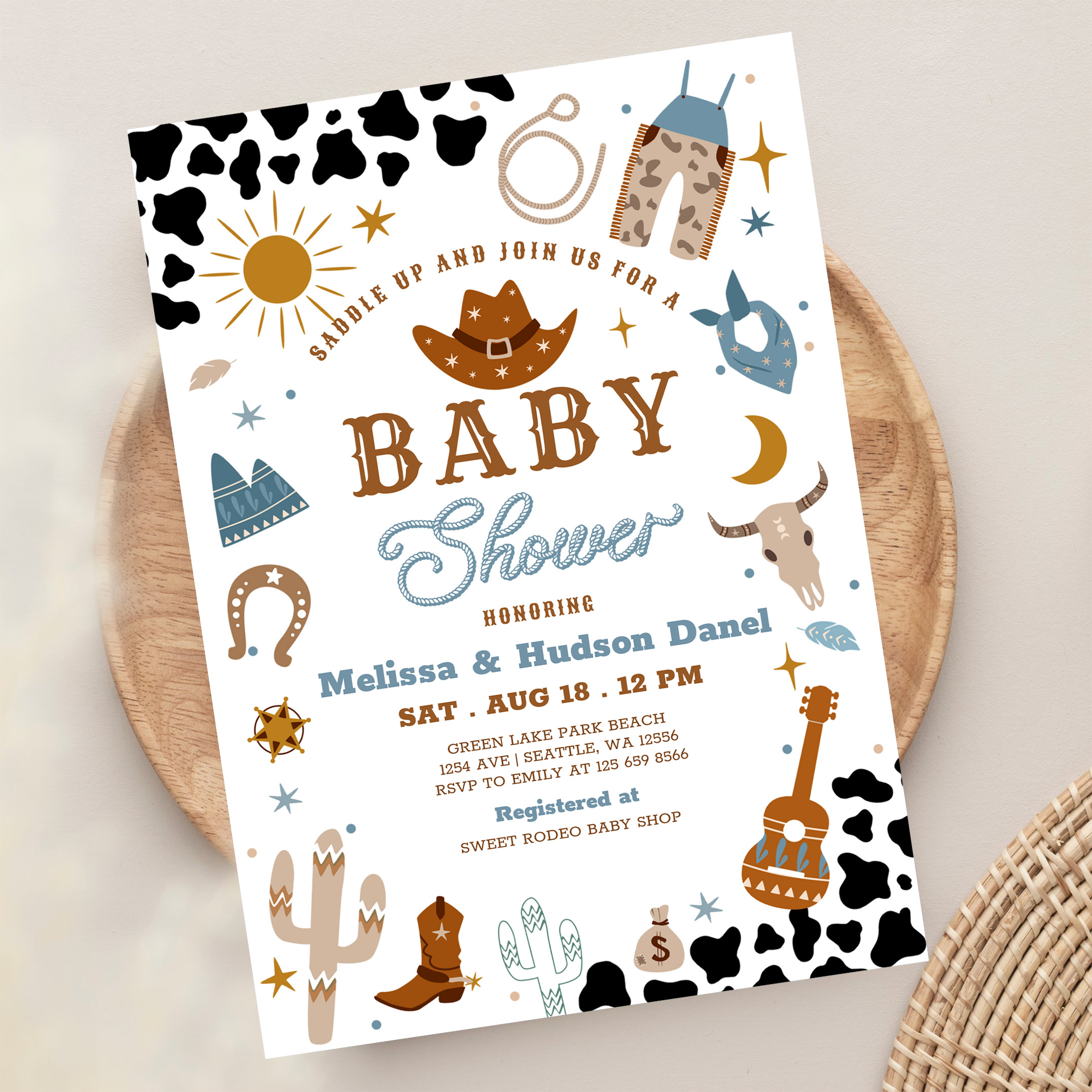 Little Cowboy Rodeo Ranch Wild West Baby Shower Invitation - Image 13