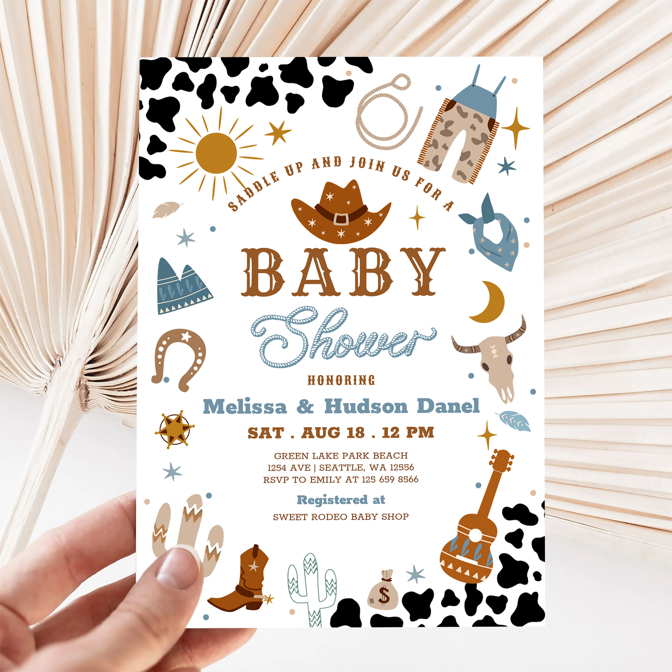 Little Cowboy Rodeo Ranch Wild West Baby Shower Invitation - Image 5