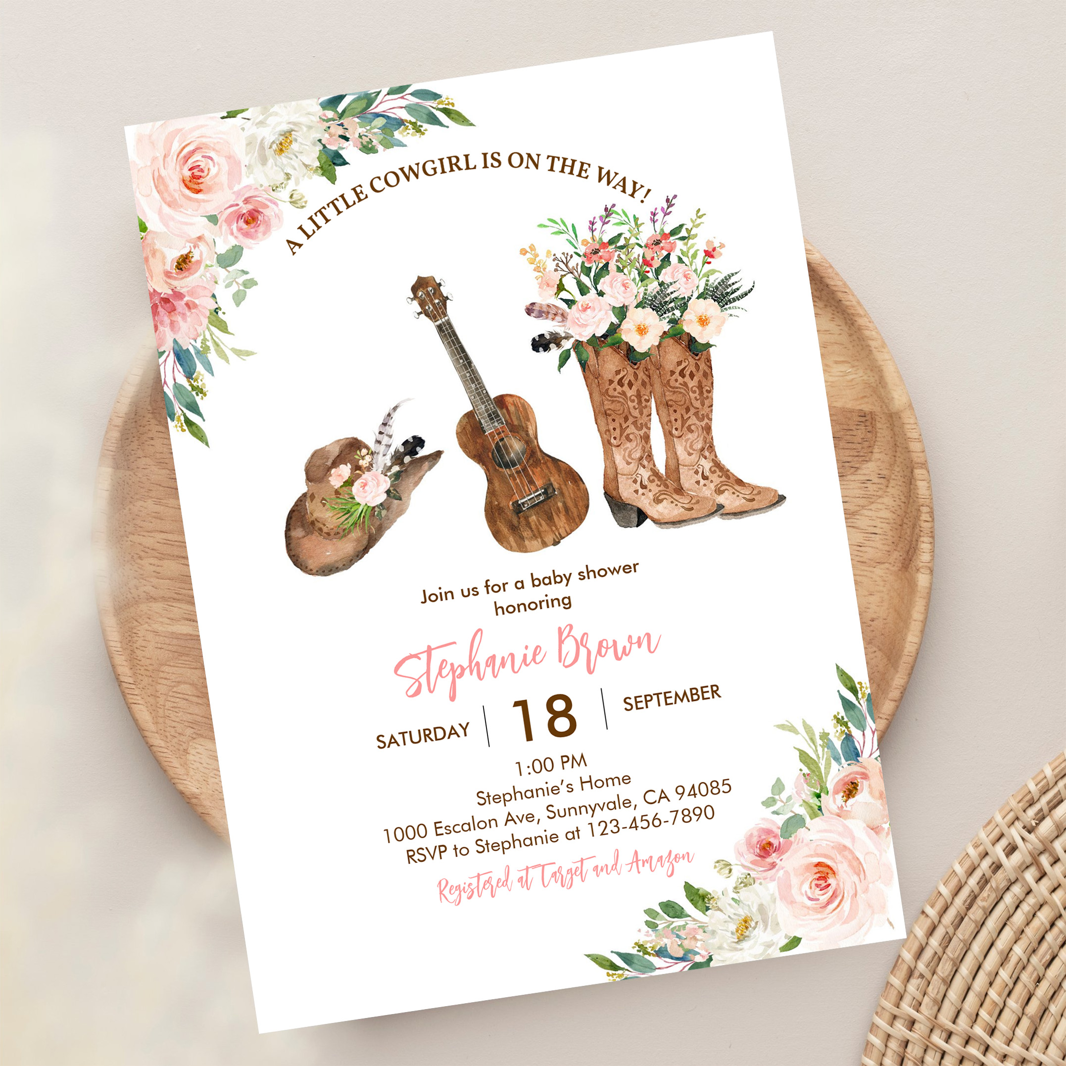 Little Cowgirl Western Rustic Pink Baby Shower Invitation - Image 13