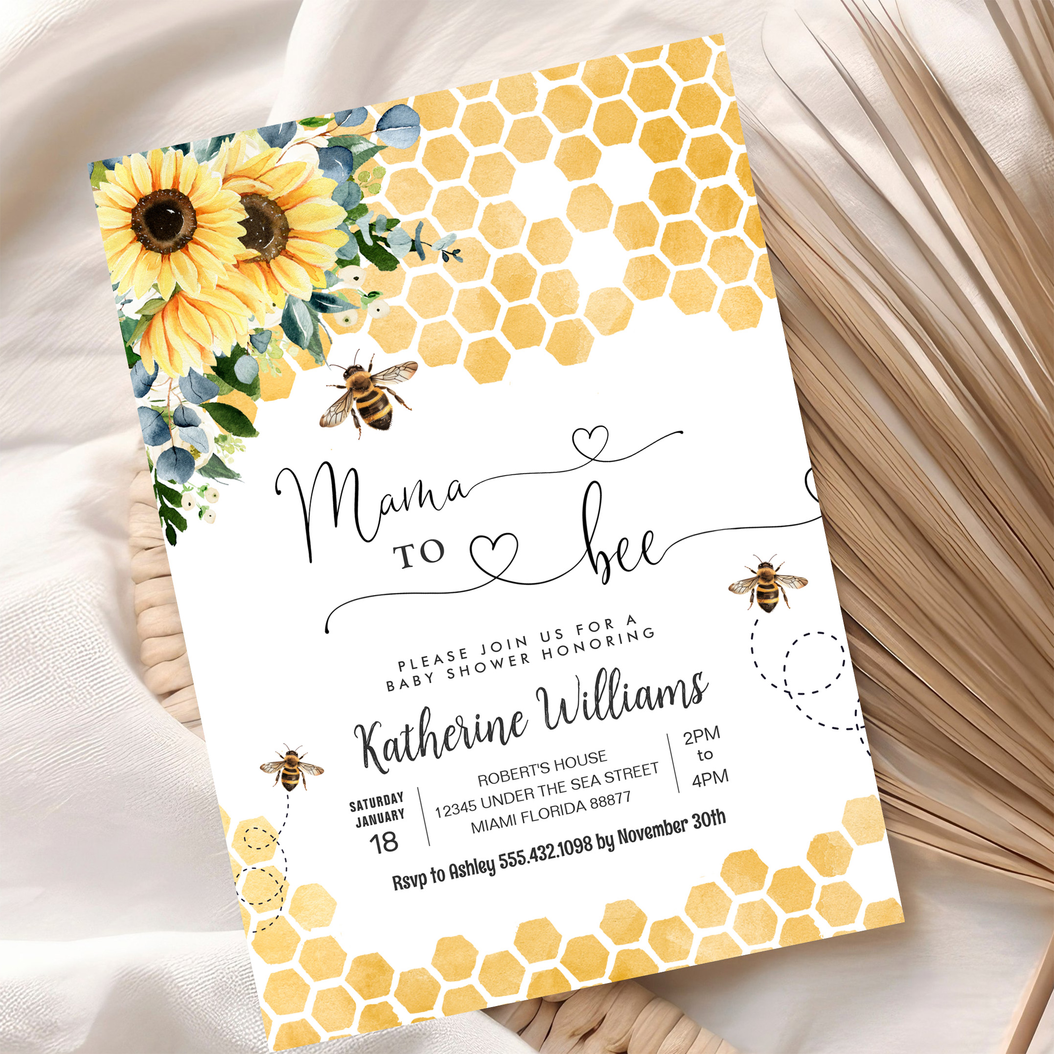 Mama To Bee Honey Bee Baby Shower Invitation - Image 10