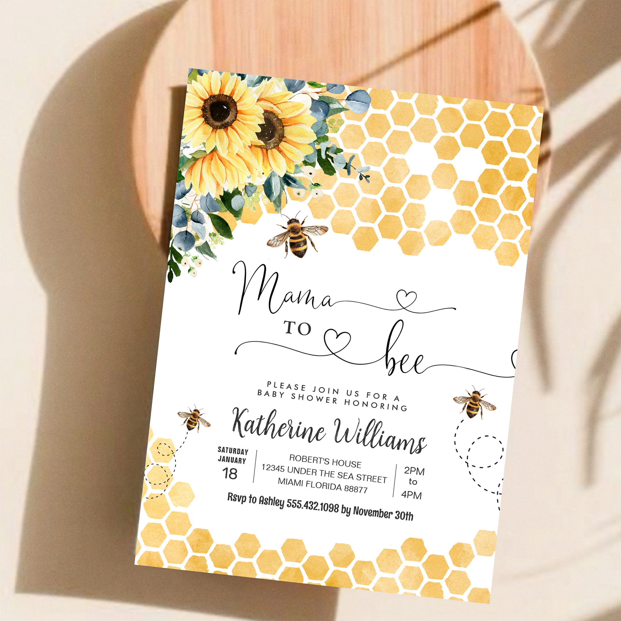 Mama To Bee Honey Bee Baby Shower Invitation - Image 11