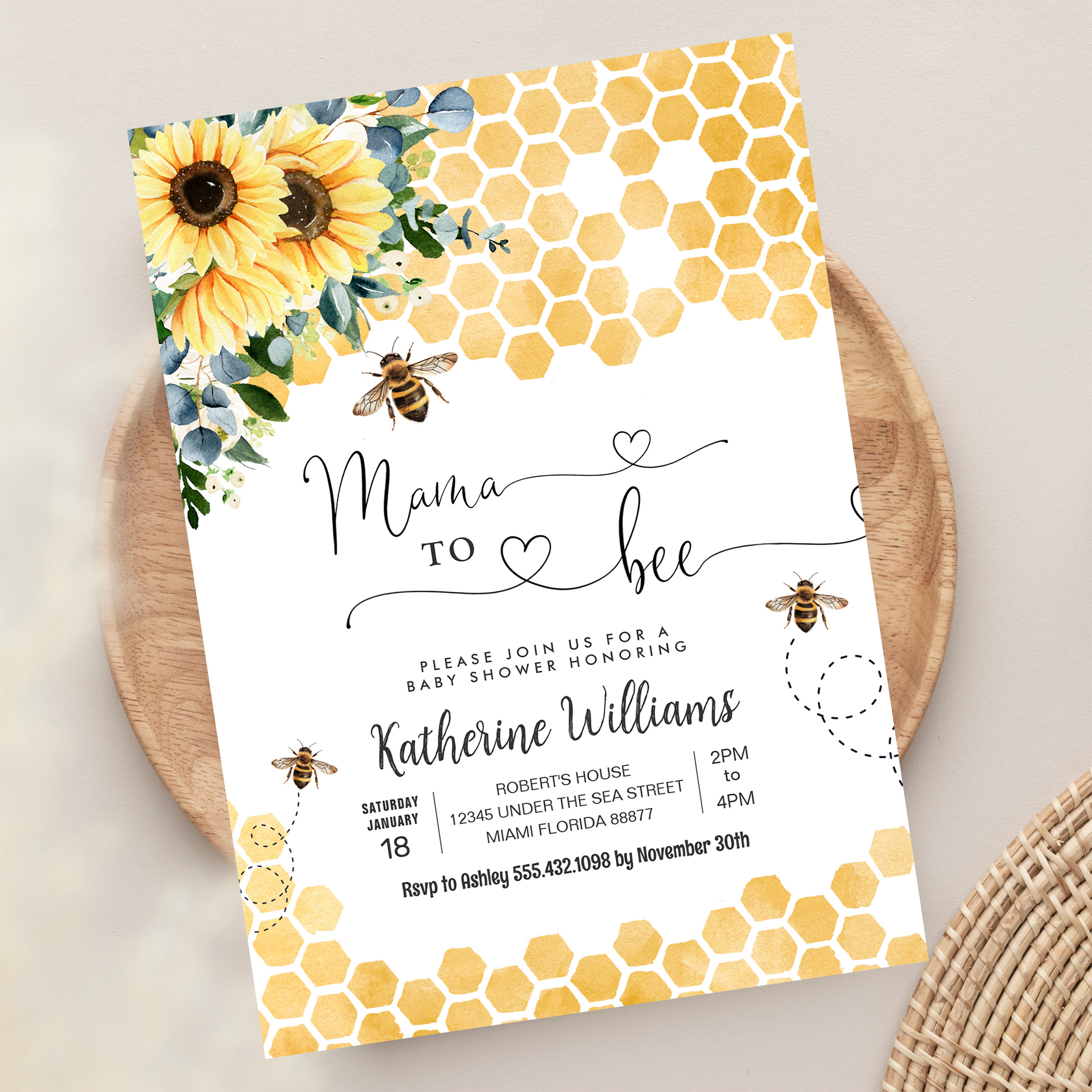 Mama To Bee Honey Bee Baby Shower Invitation - Image 13