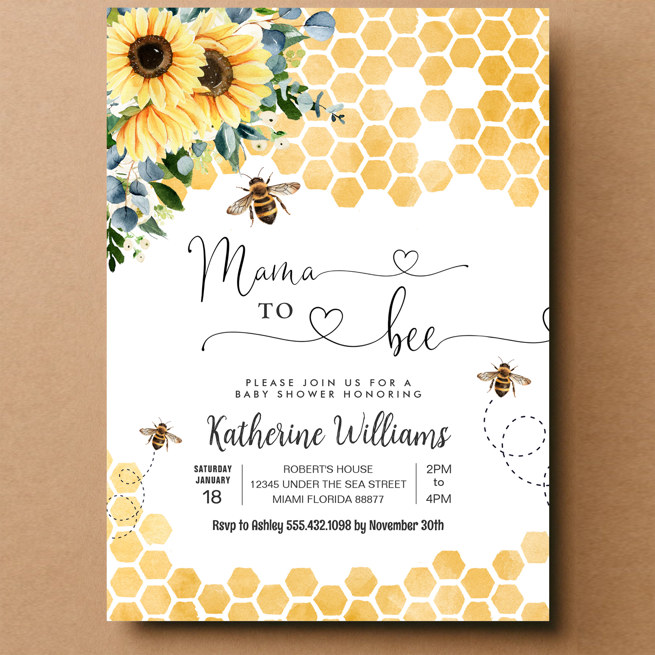 Mama To Bee Honey Bee Baby Shower Invitation - Image 14