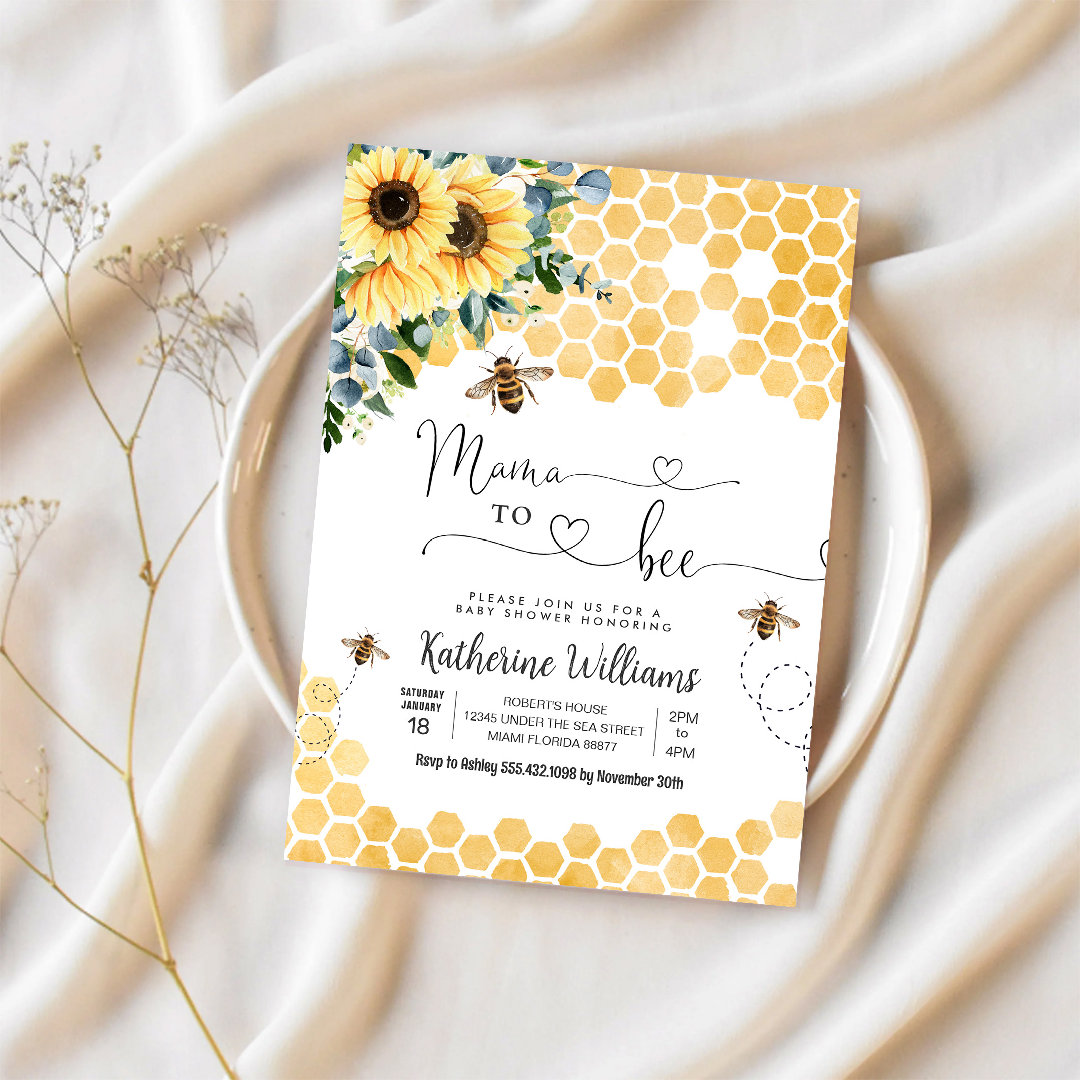 Mama To Bee Honey Bee Baby Shower Invitation - Image 2
