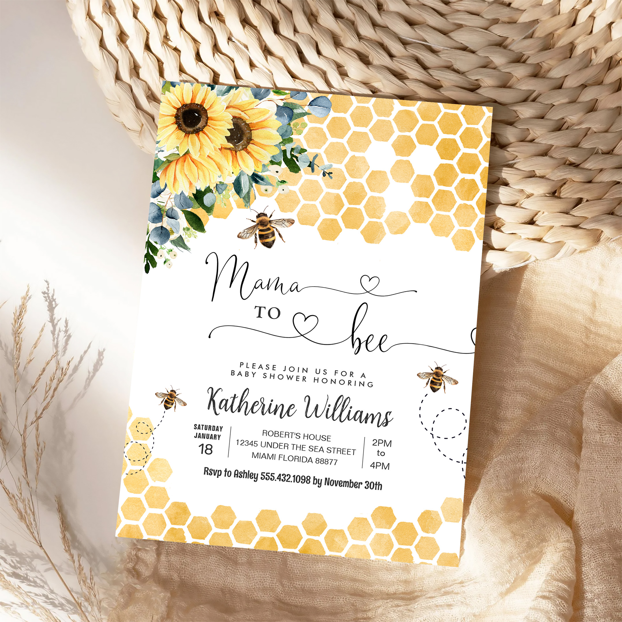 Mama To Bee Honey Bee Baby Shower Invitation - Image 4