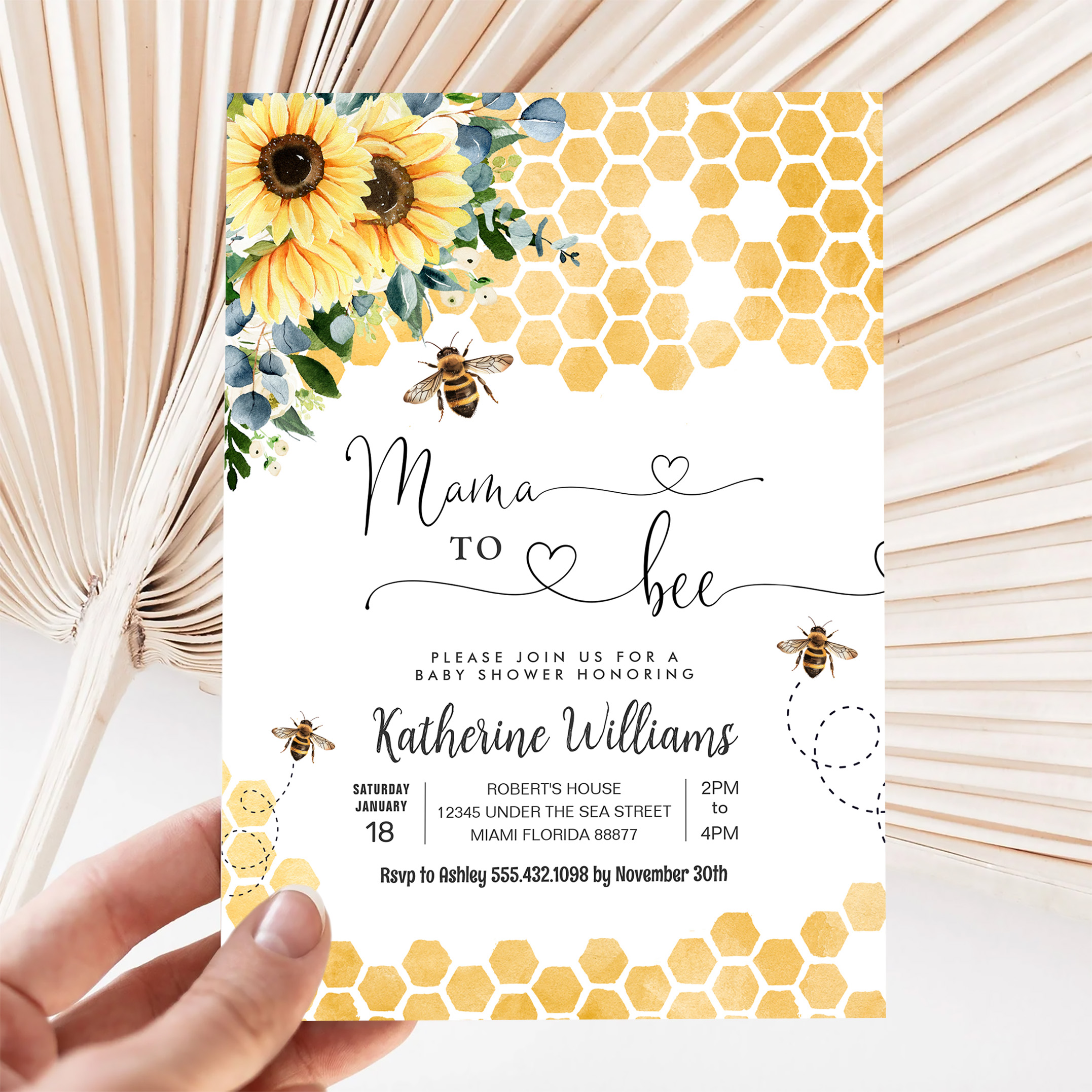 Mama To Bee Honey Bee Baby Shower Invitation - Image 5