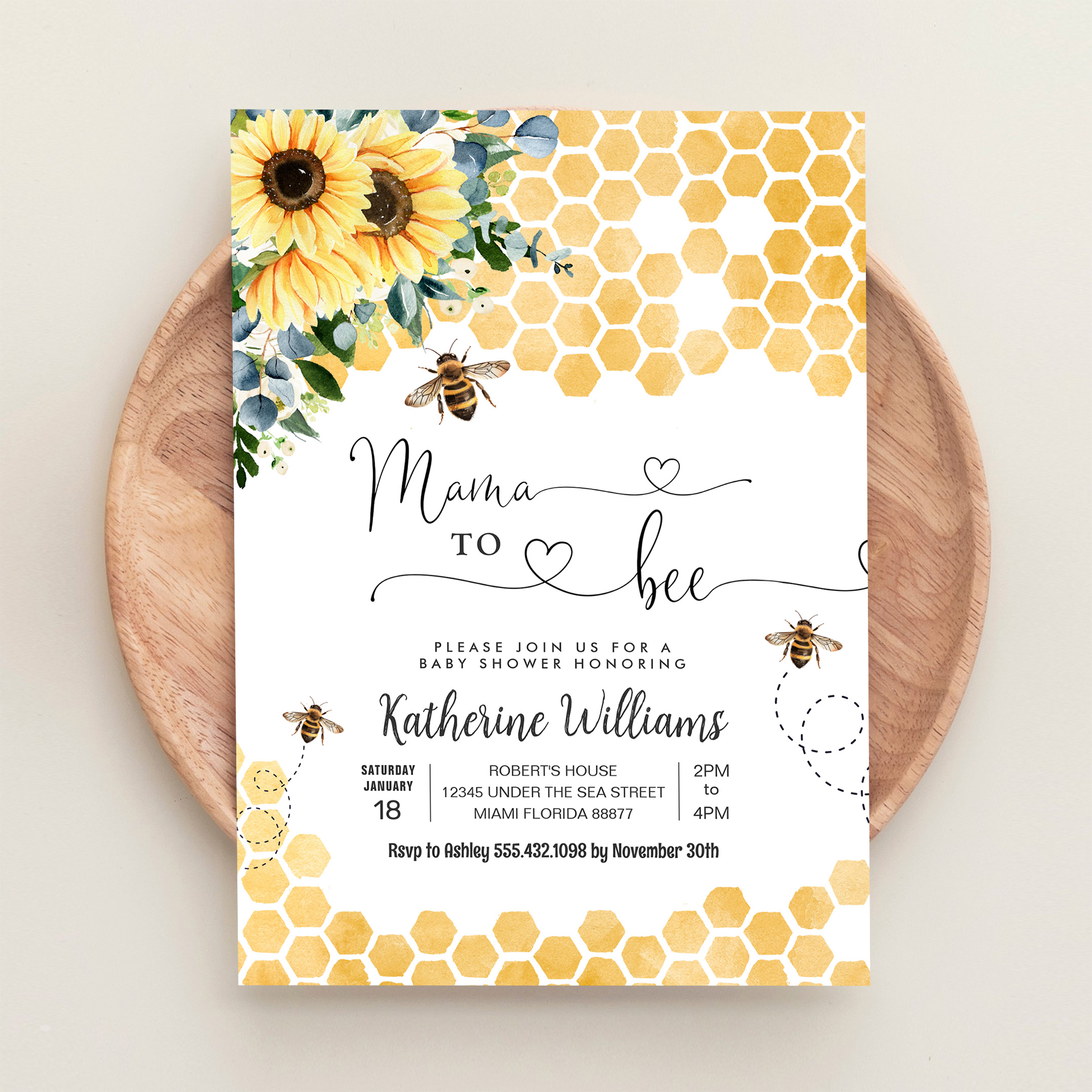 Mama To Bee Honey Bee Baby Shower Invitation - Image 7