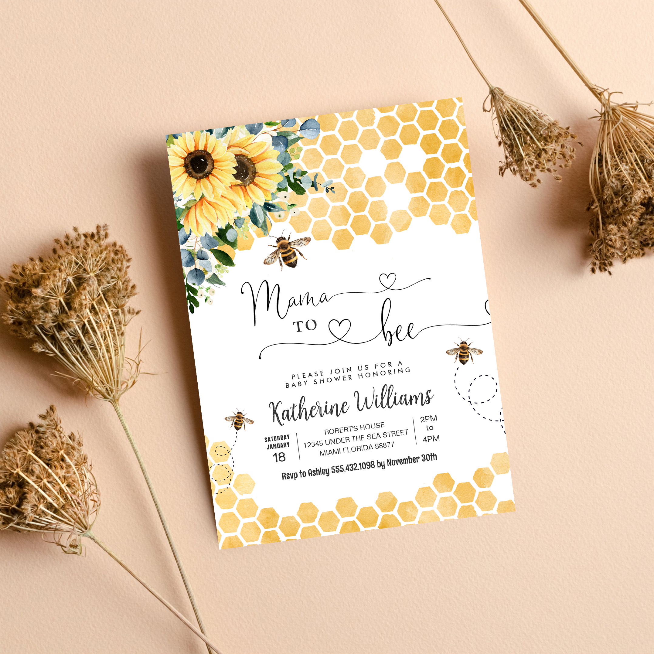 Mama To Bee Honey Bee Baby Shower Invitation - Image 8