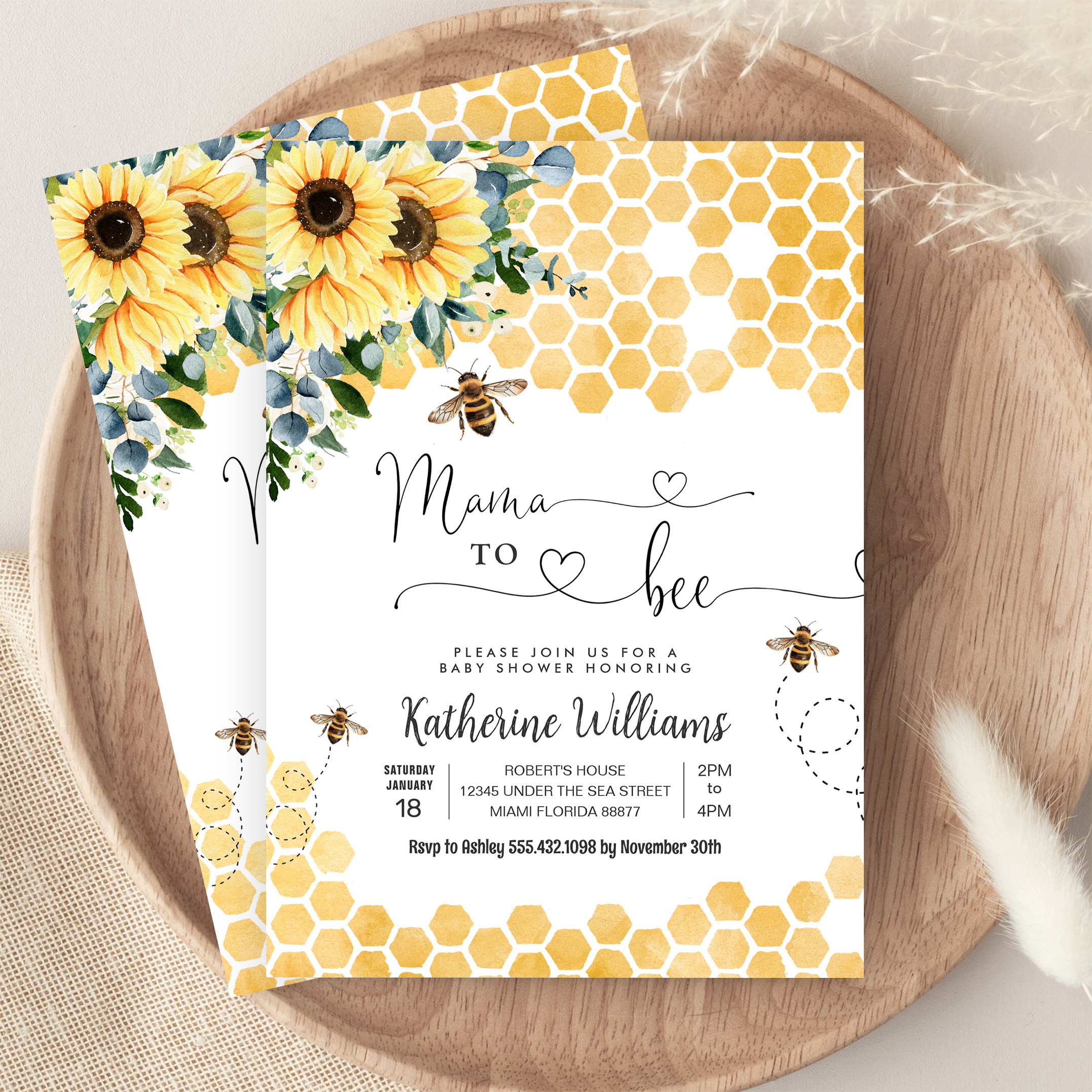 Mama To Bee Honey Bee Baby Shower Invitation - Image 9