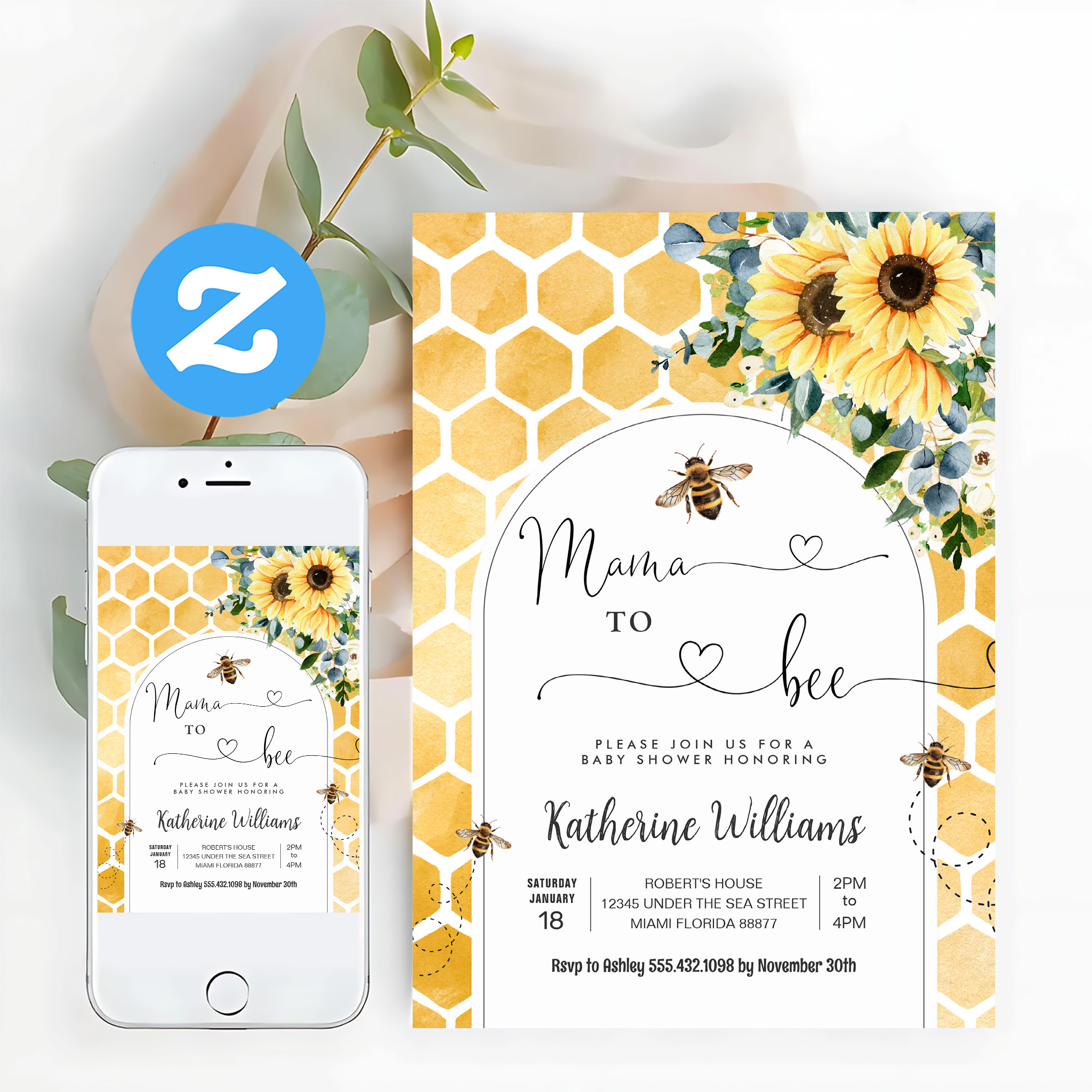 Mama To Bee Honey Bee Baby Shower Invitation - Image 12