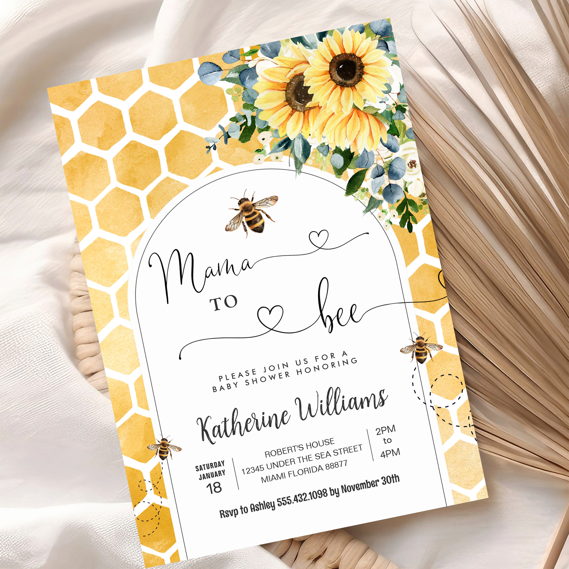 Mama To Bee Honey Bee Baby Shower Invitation - Image 10