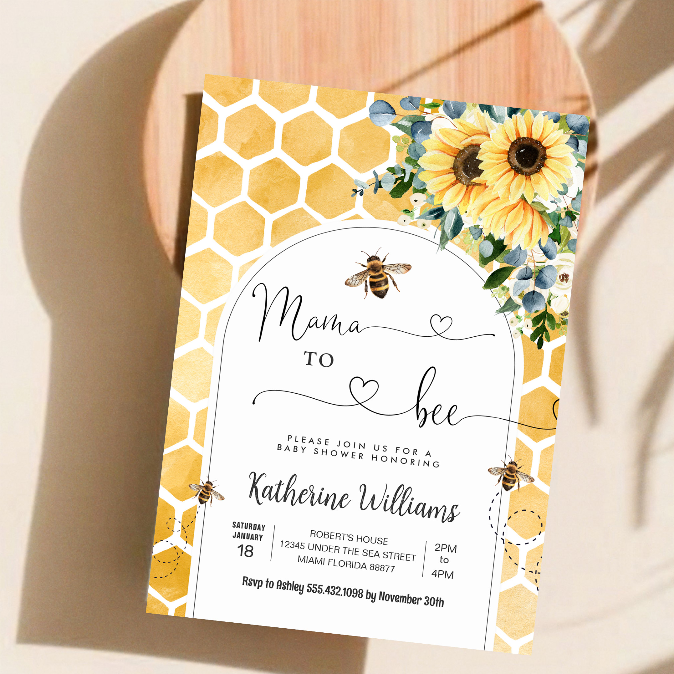Mama To Bee Honey Bee Baby Shower Invitation - Image 11