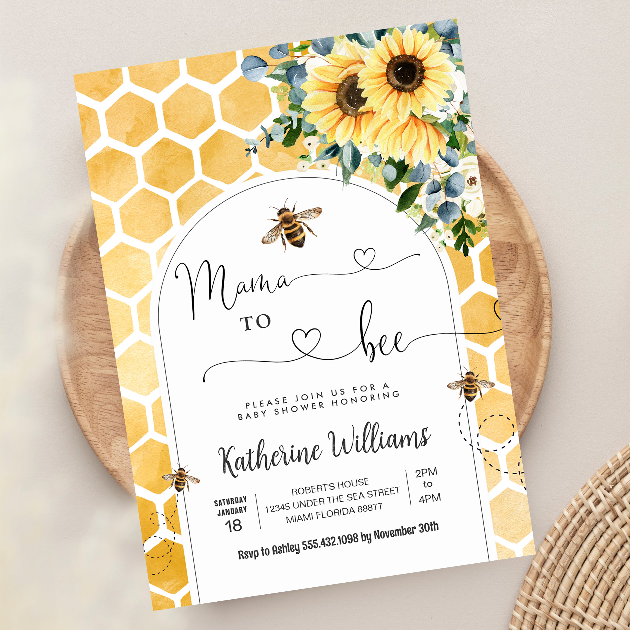 Mama To Bee Honey Bee Baby Shower Invitation - Image 13