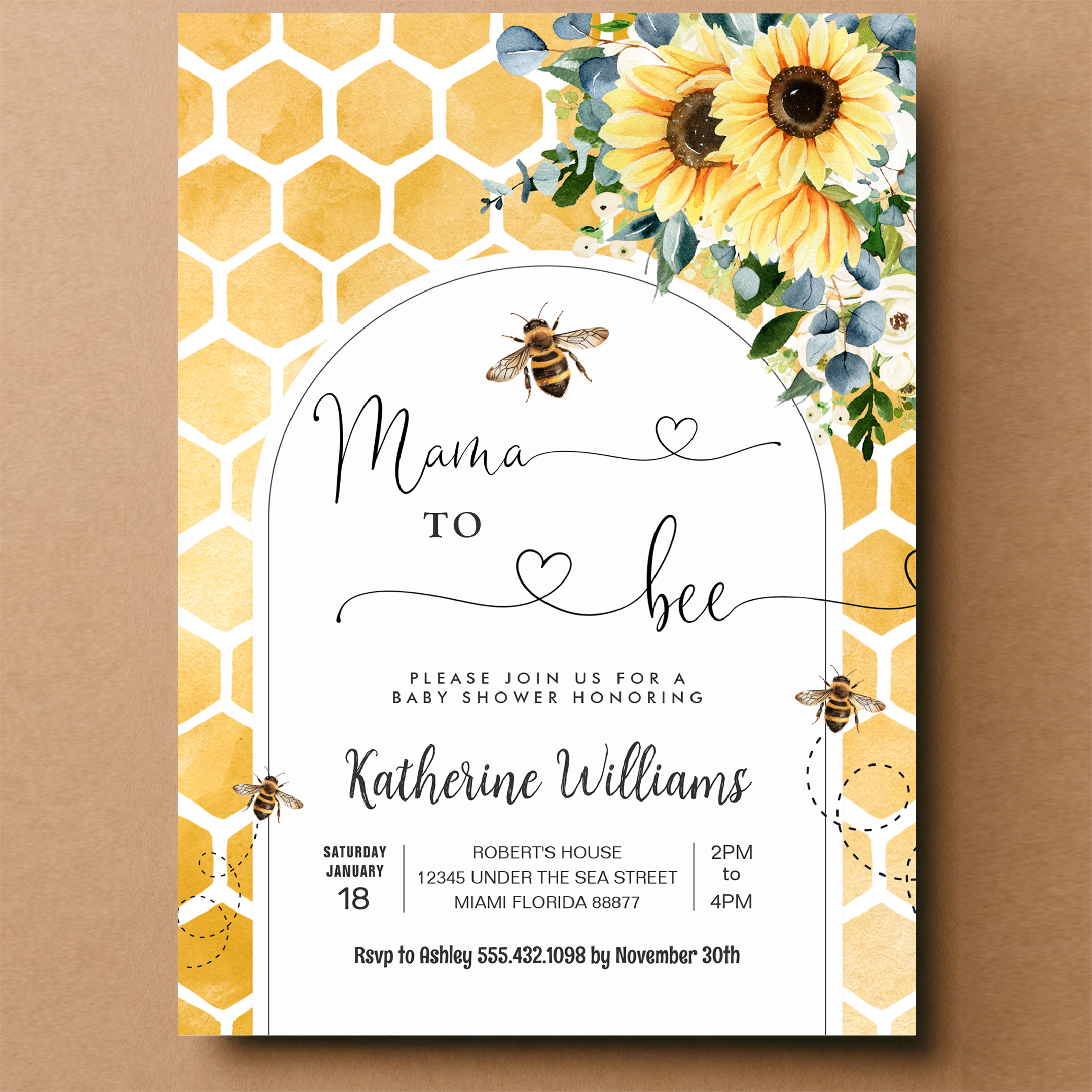 Mama To Bee Honey Bee Baby Shower Invitation - Image 14