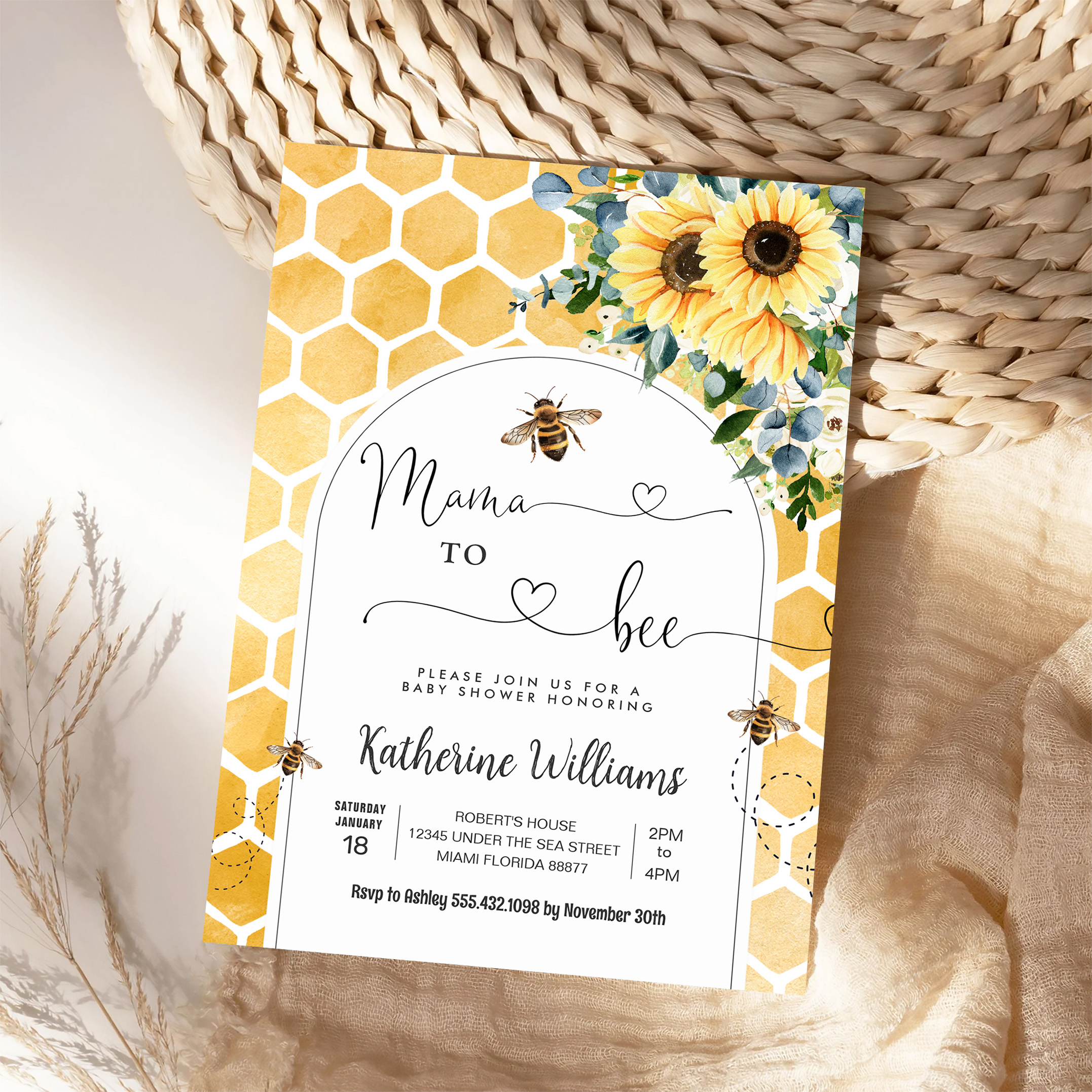 Mama To Bee Honey Bee Baby Shower Invitation - Image 4