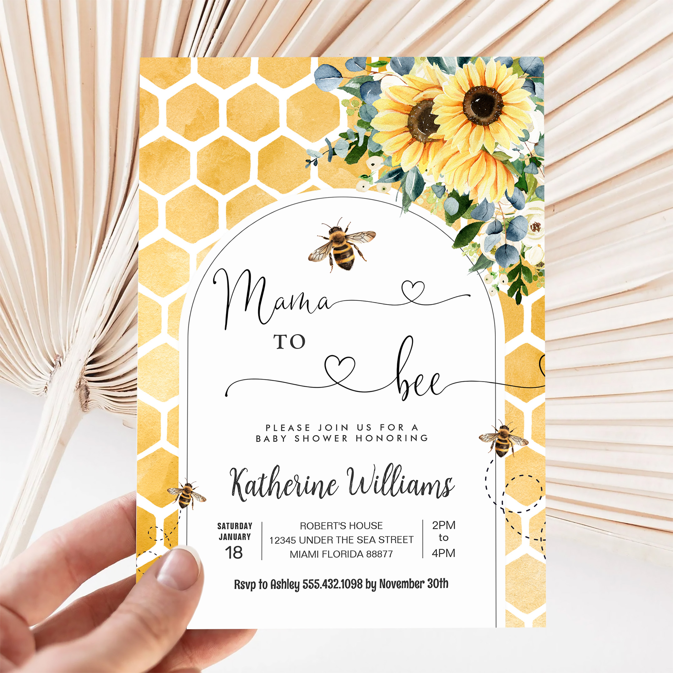 Mama To Bee Honey Bee Baby Shower Invitation - Image 5