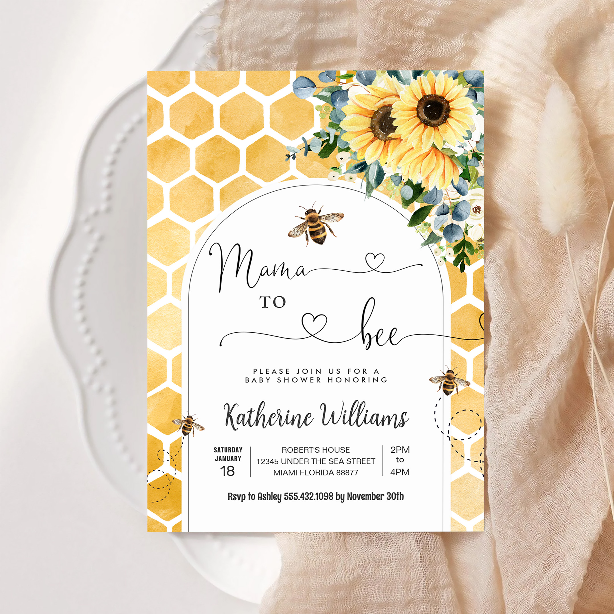 Mama To Bee Honey Bee Baby Shower Invitation - Image 6