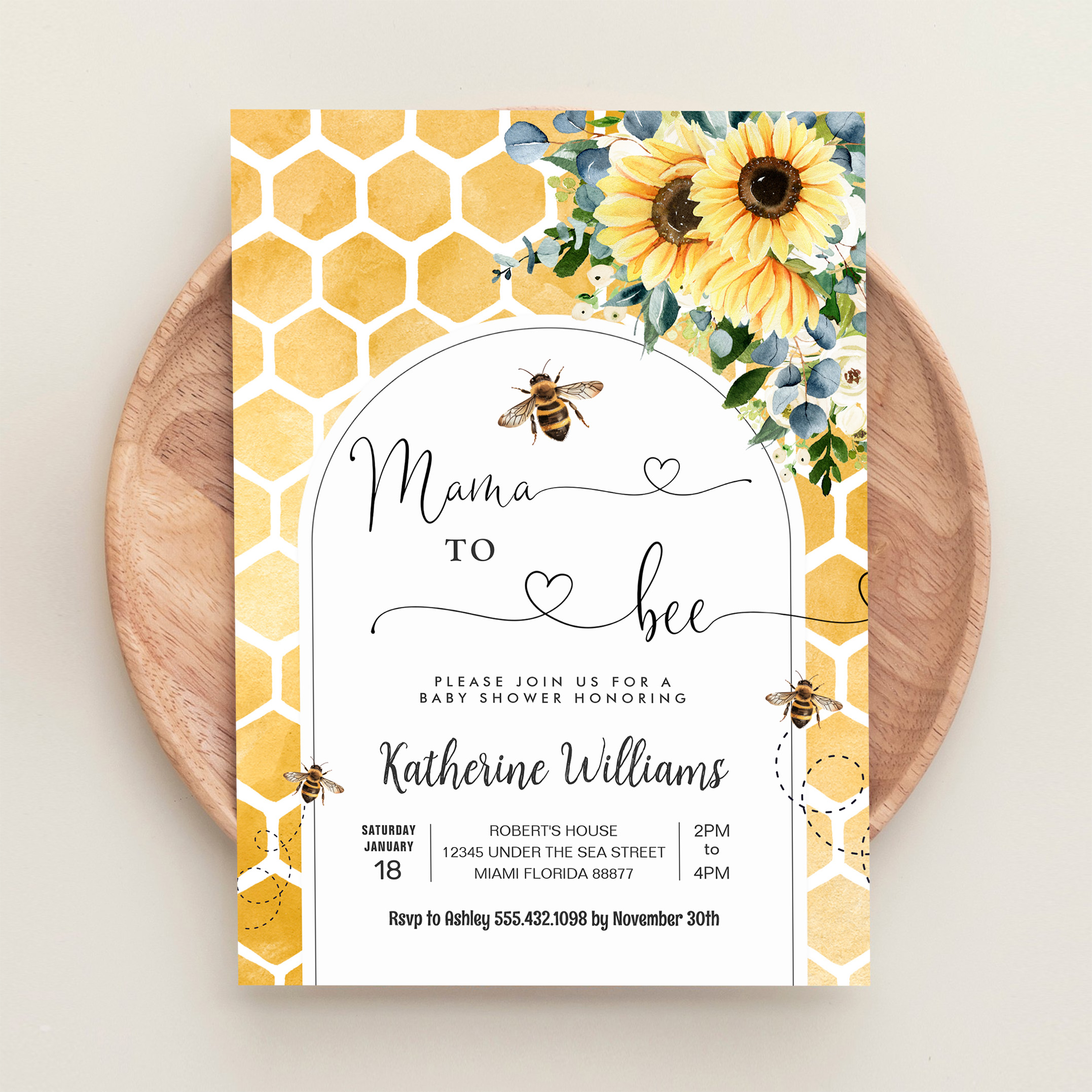 Mama To Bee Honey Bee Baby Shower Invitation - Image 7
