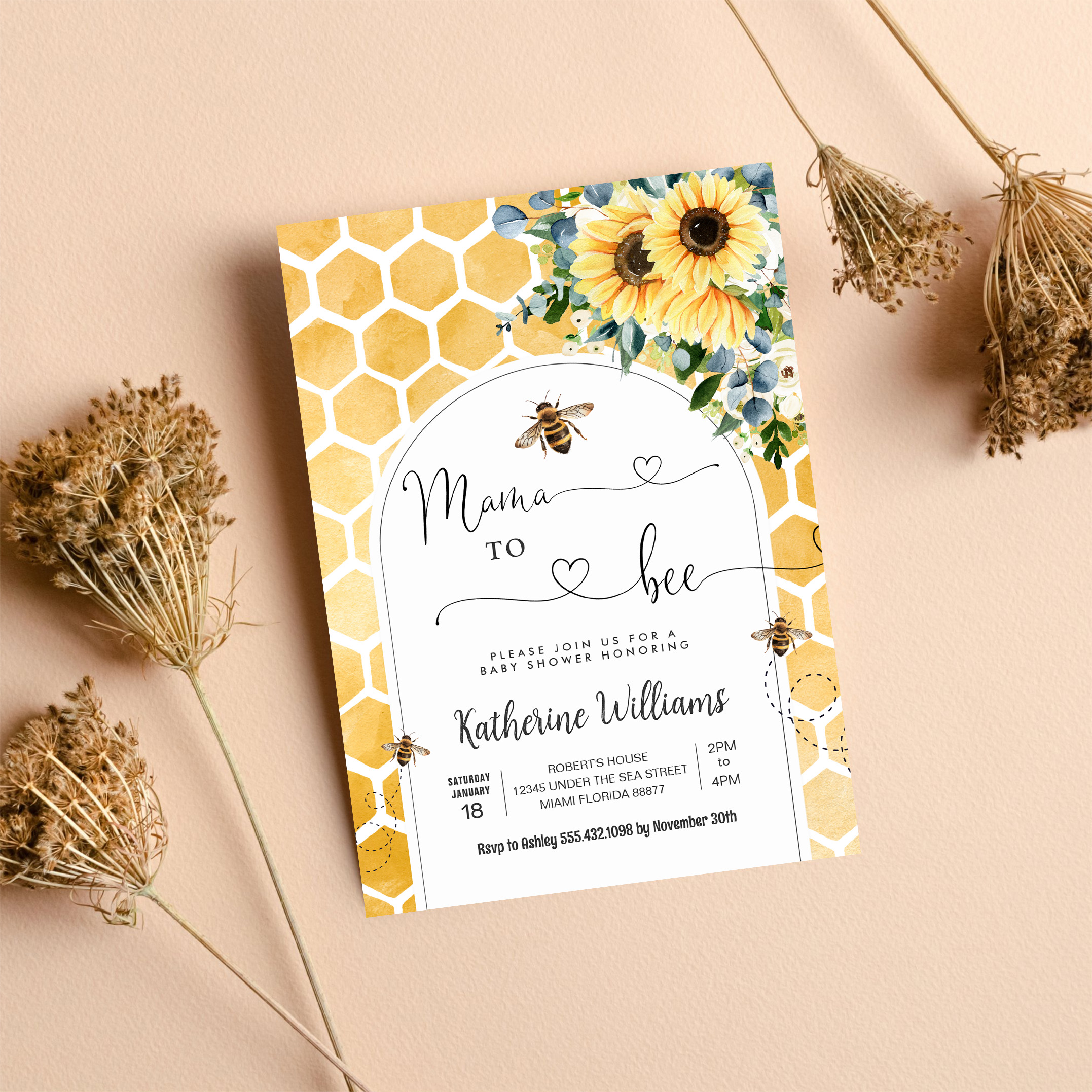 Mama To Bee Honey Bee Baby Shower Invitation - Image 8