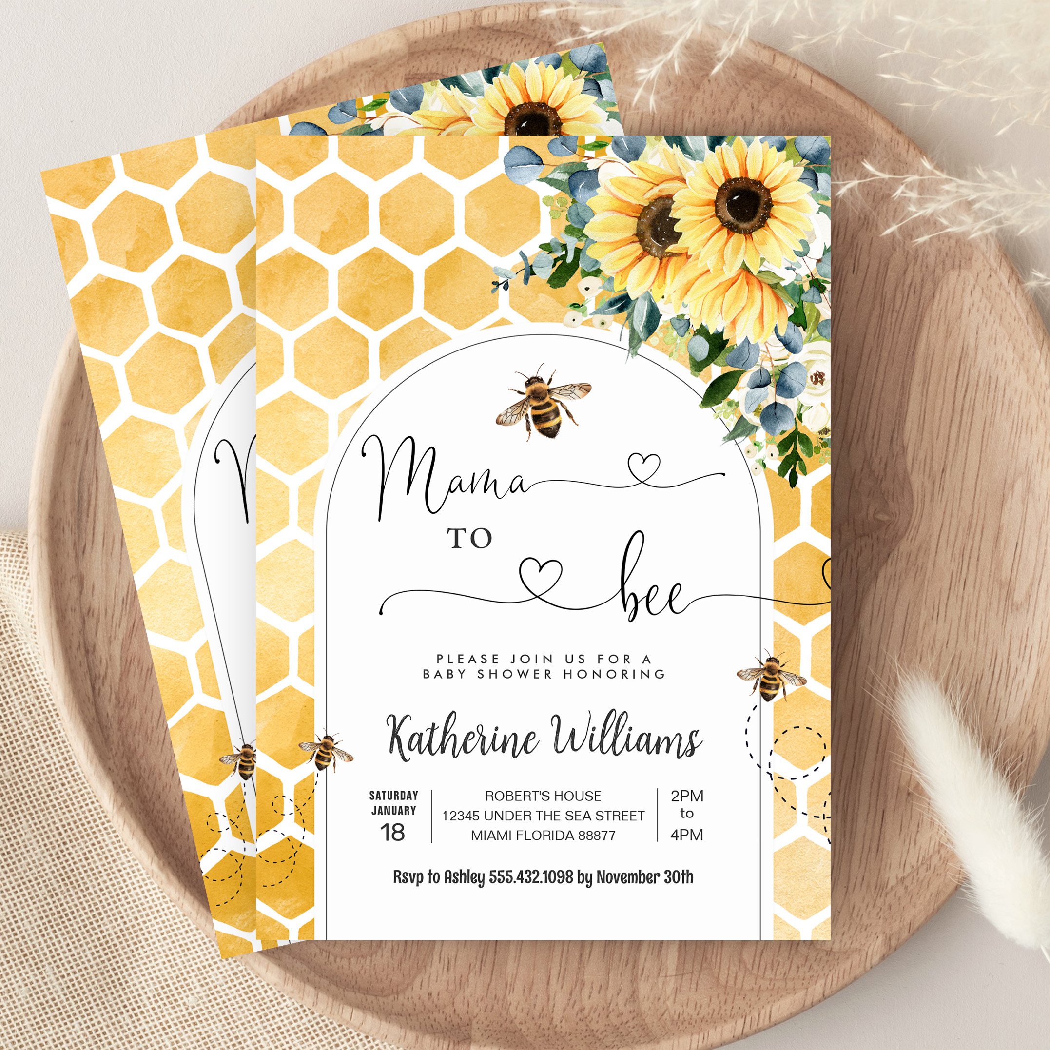 Mama To Bee Honey Bee Baby Shower Invitation - Image 9