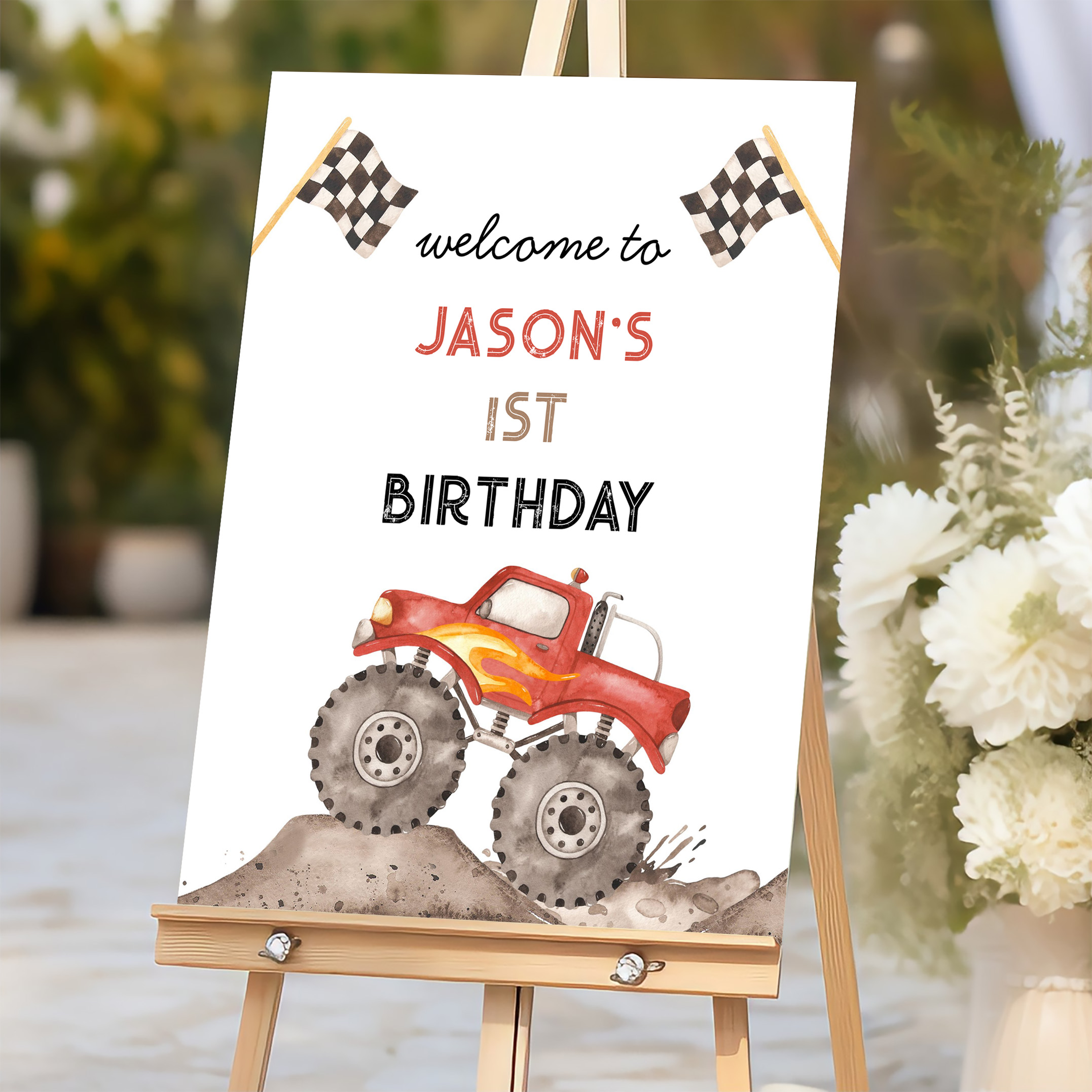 Monster Truck Start Your Engine Welcome Sign