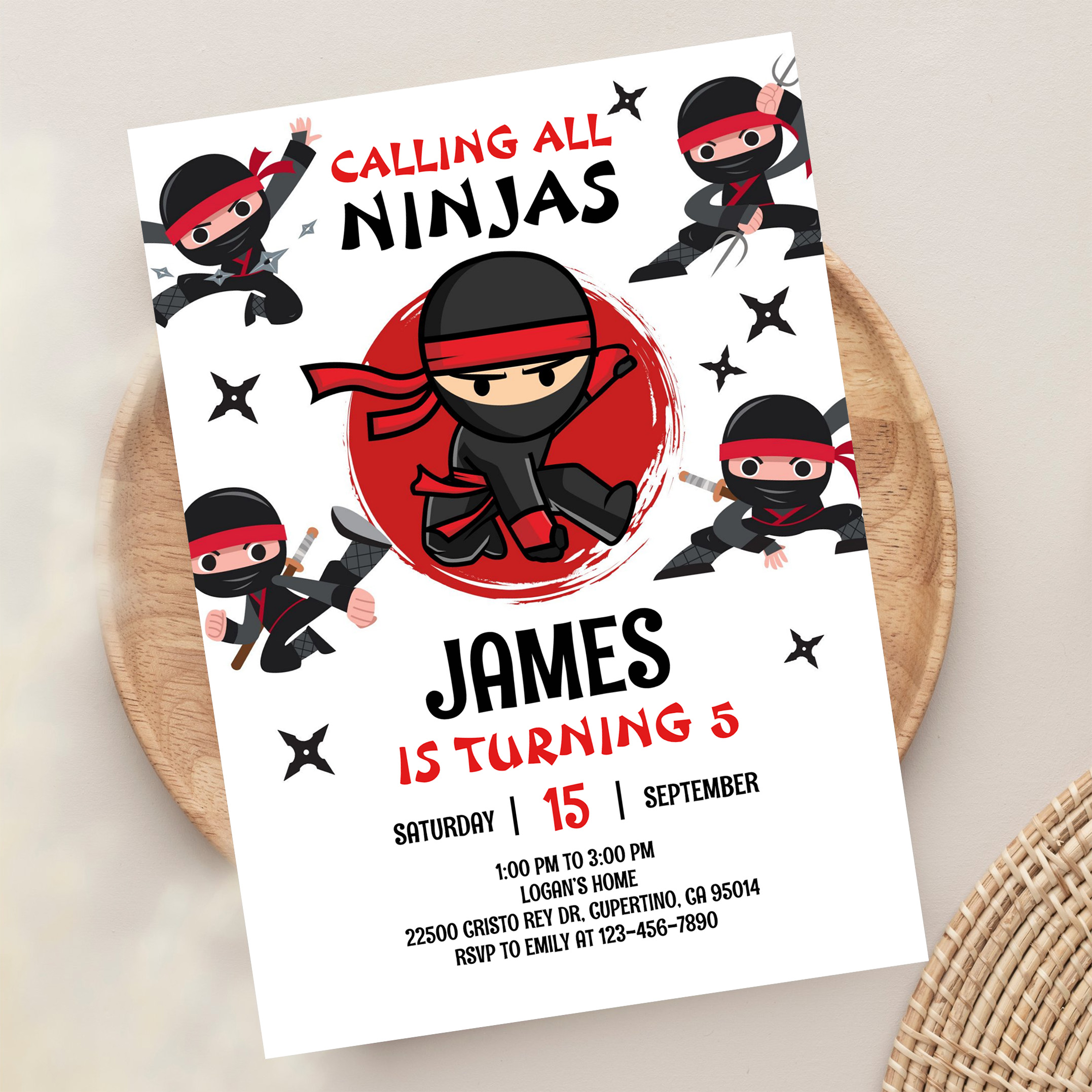 Ninja Warrior Karate Kids Birthday Party Invitation - Image 13