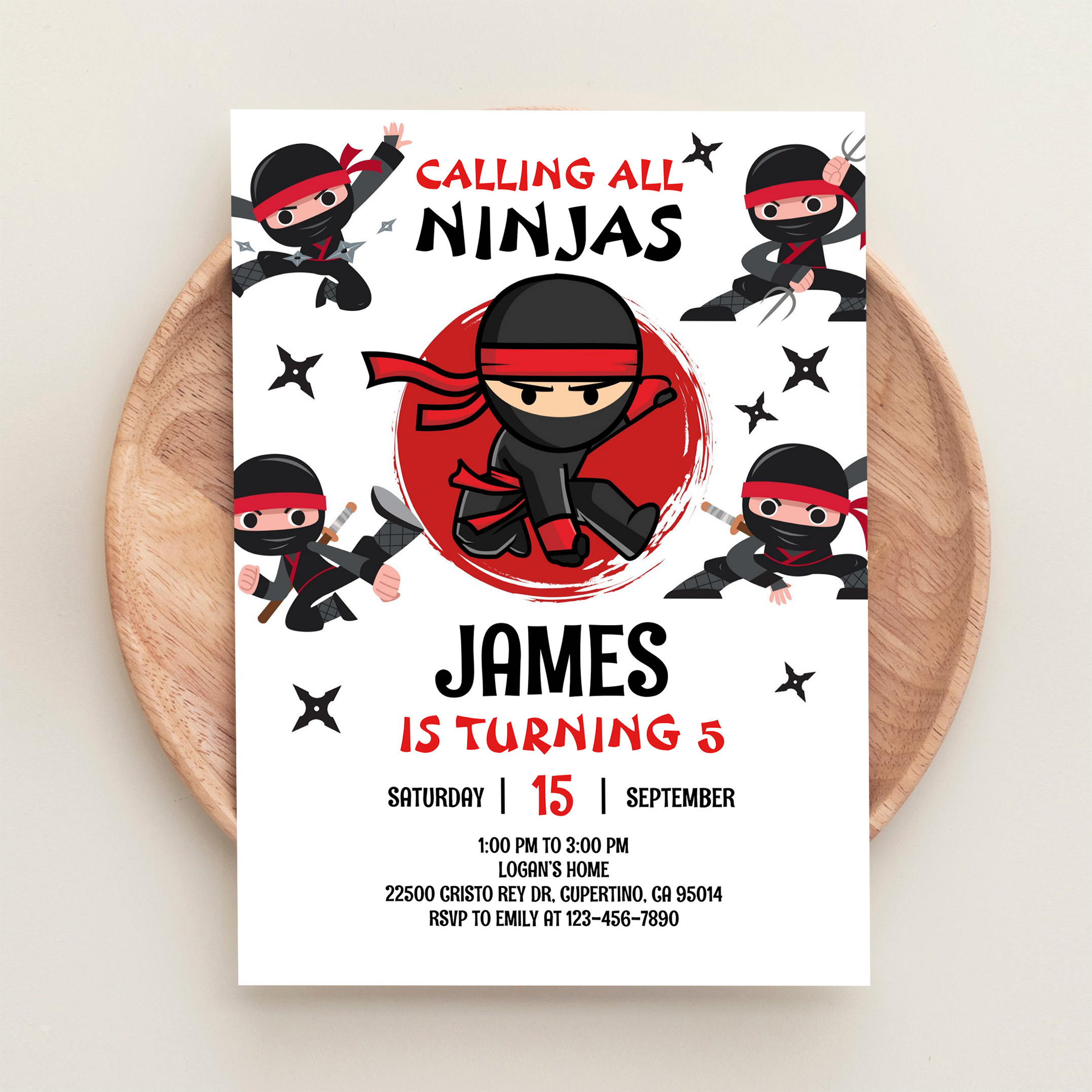 Ninja Warrior Karate Kids Birthday Party Invitation - Image 7