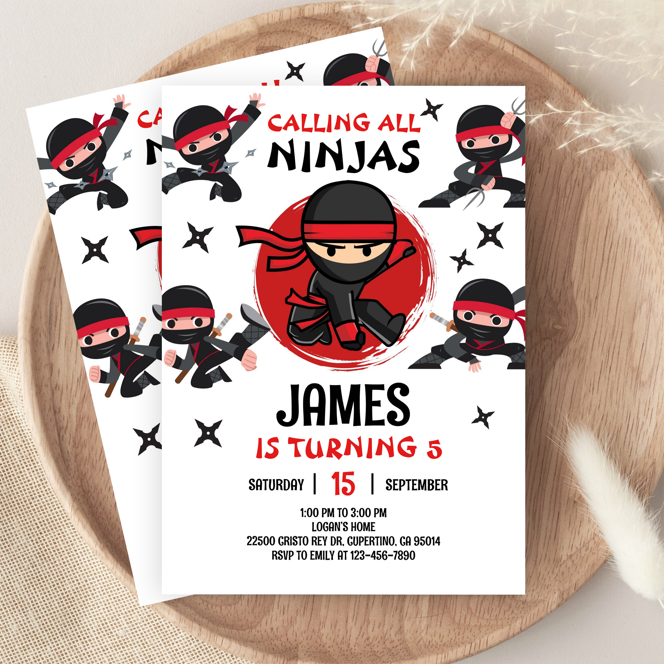 Ninja Warrior Karate Kids Birthday Party Invitation - Image 9