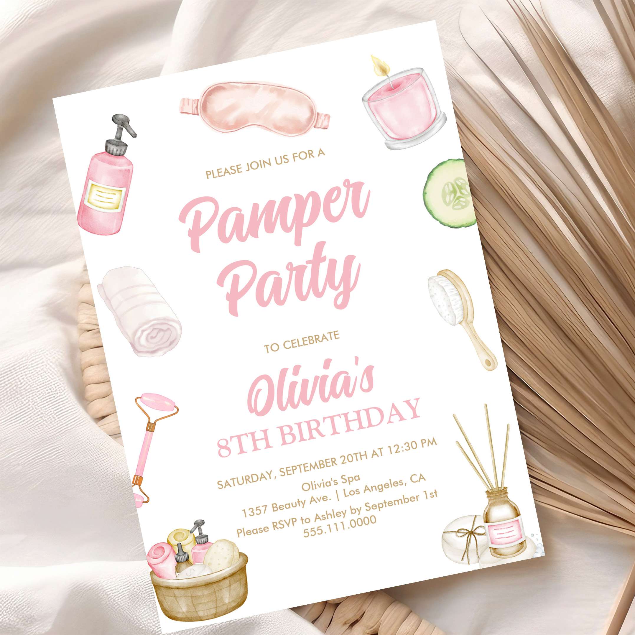 Pamper Party Glam Party Girls Spa Party Birthday Invitation - Image 10