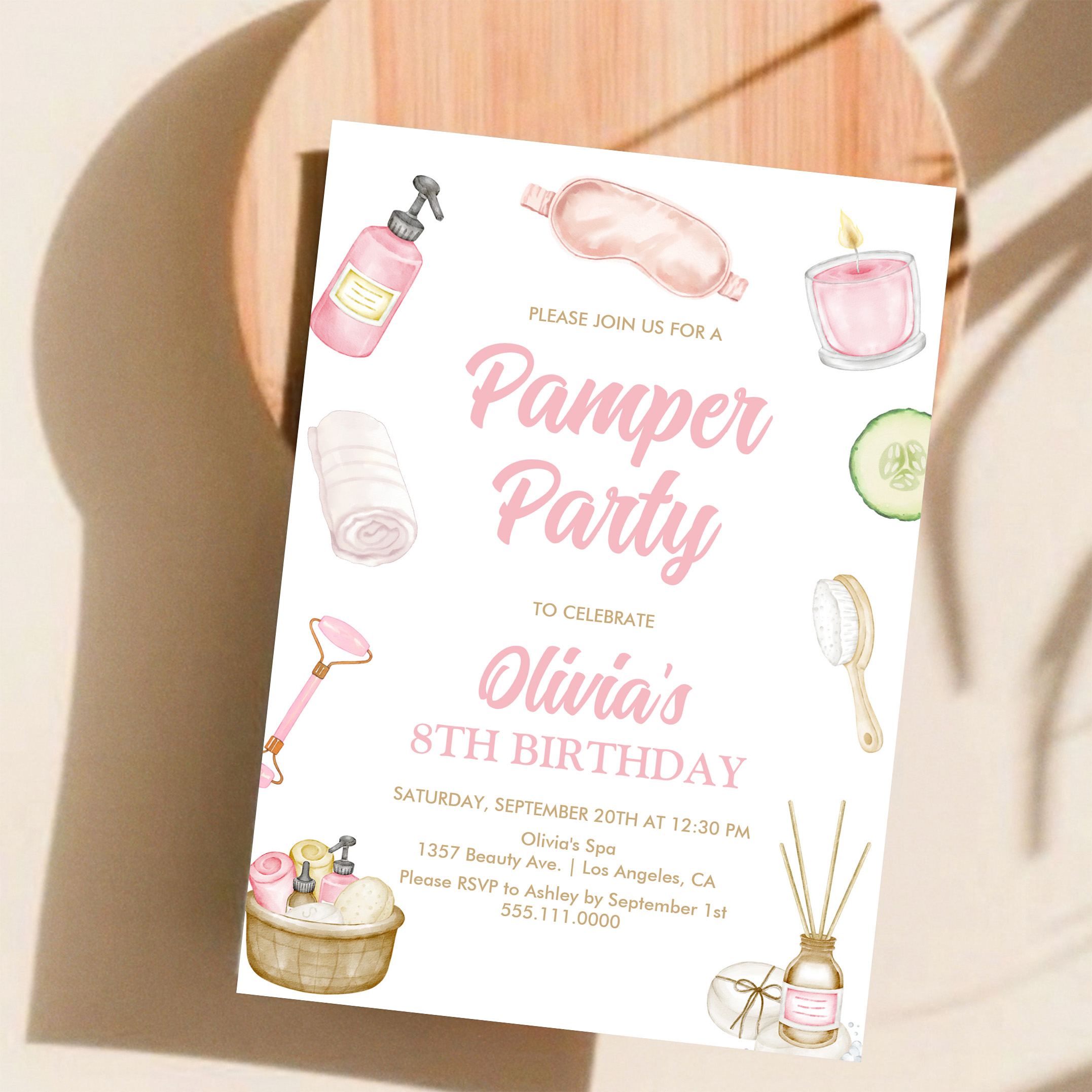 Pamper Party Glam Party Girls Spa Party Birthday Invitation - Image 11