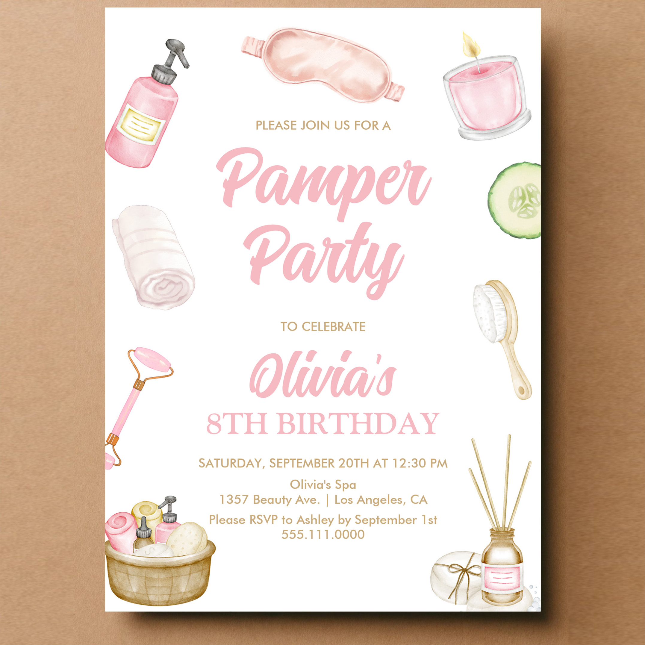 Pamper Party Glam Party Girls Spa Party Birthday Invitation - Image 14
