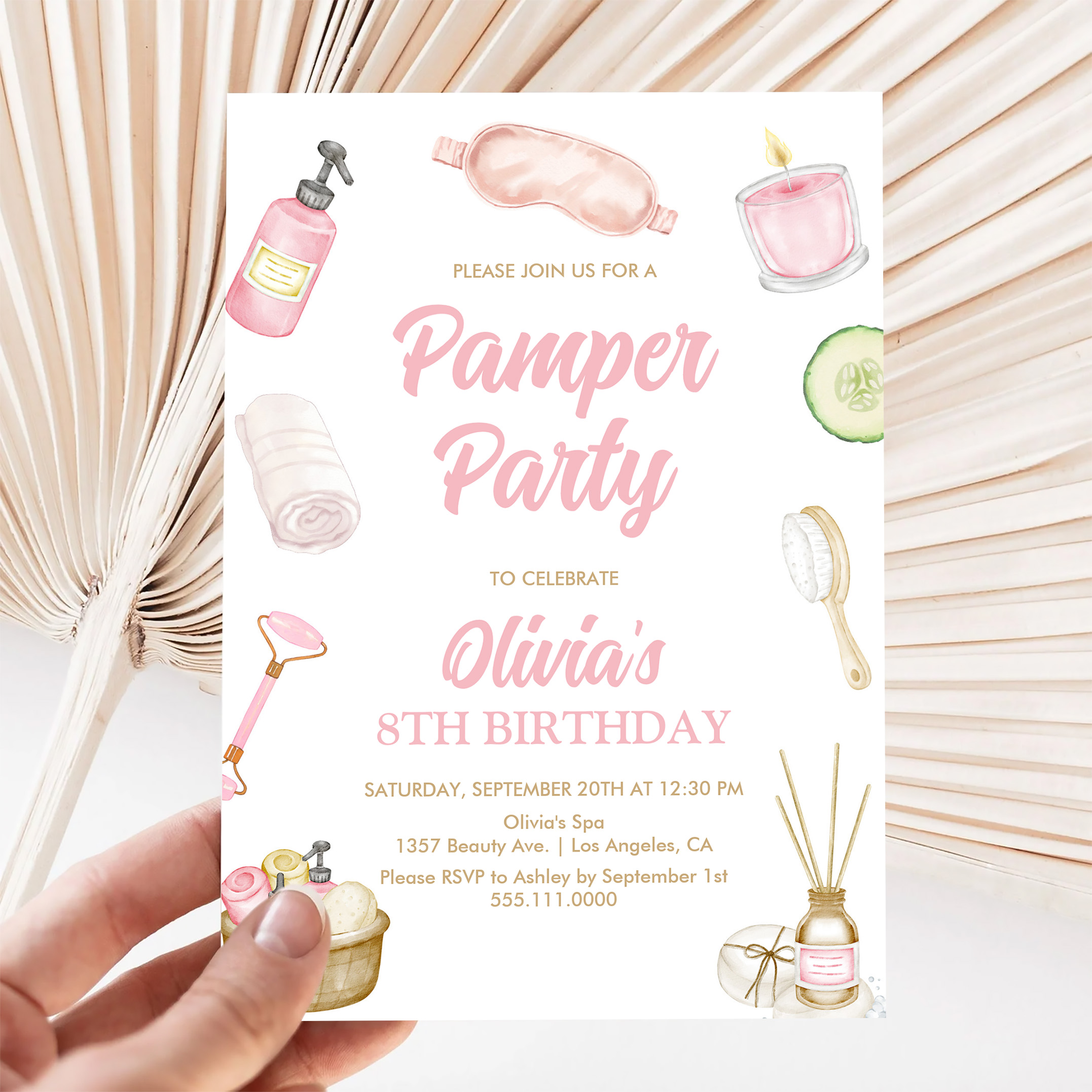 Pamper Party Glam Party Girls Spa Party Birthday Invitation - Image 5