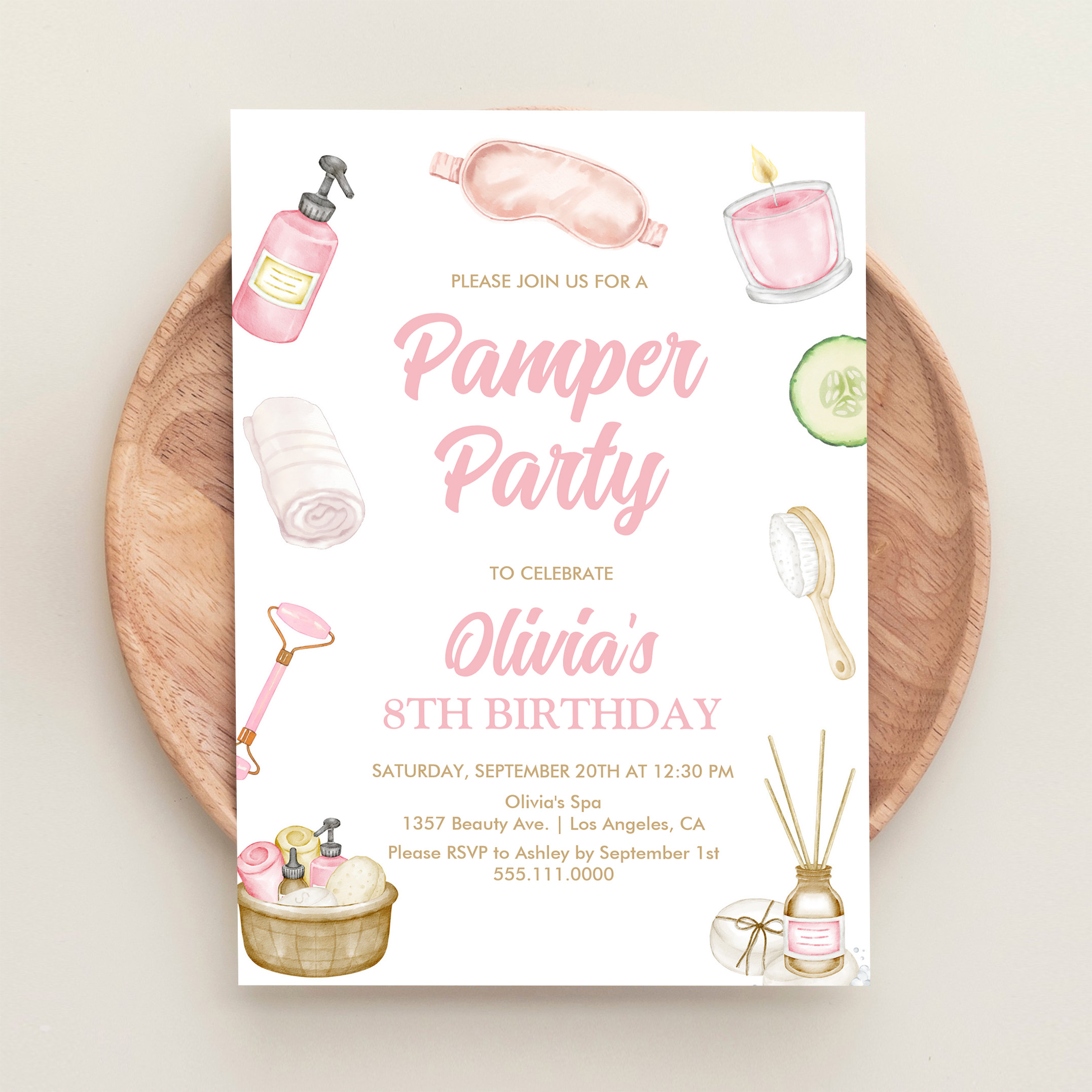 Pamper Party Glam Party Girls Spa Party Birthday Invitation - Image 7