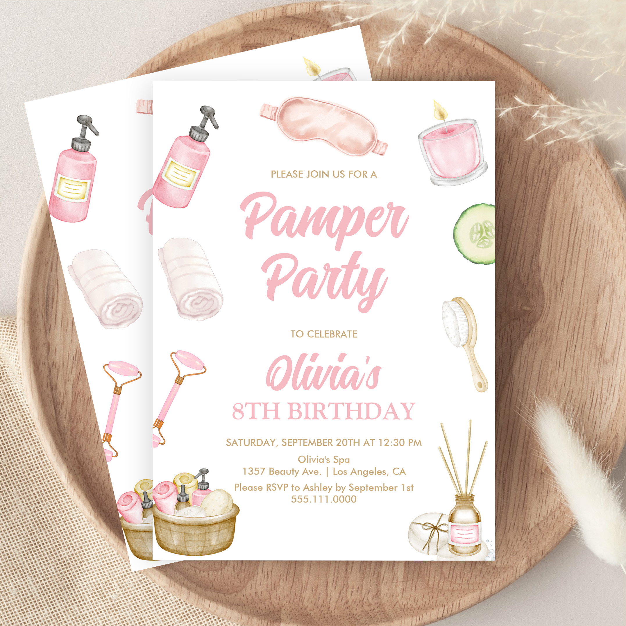 Pamper Party Glam Party Girls Spa Party Birthday Invitation - Image 9